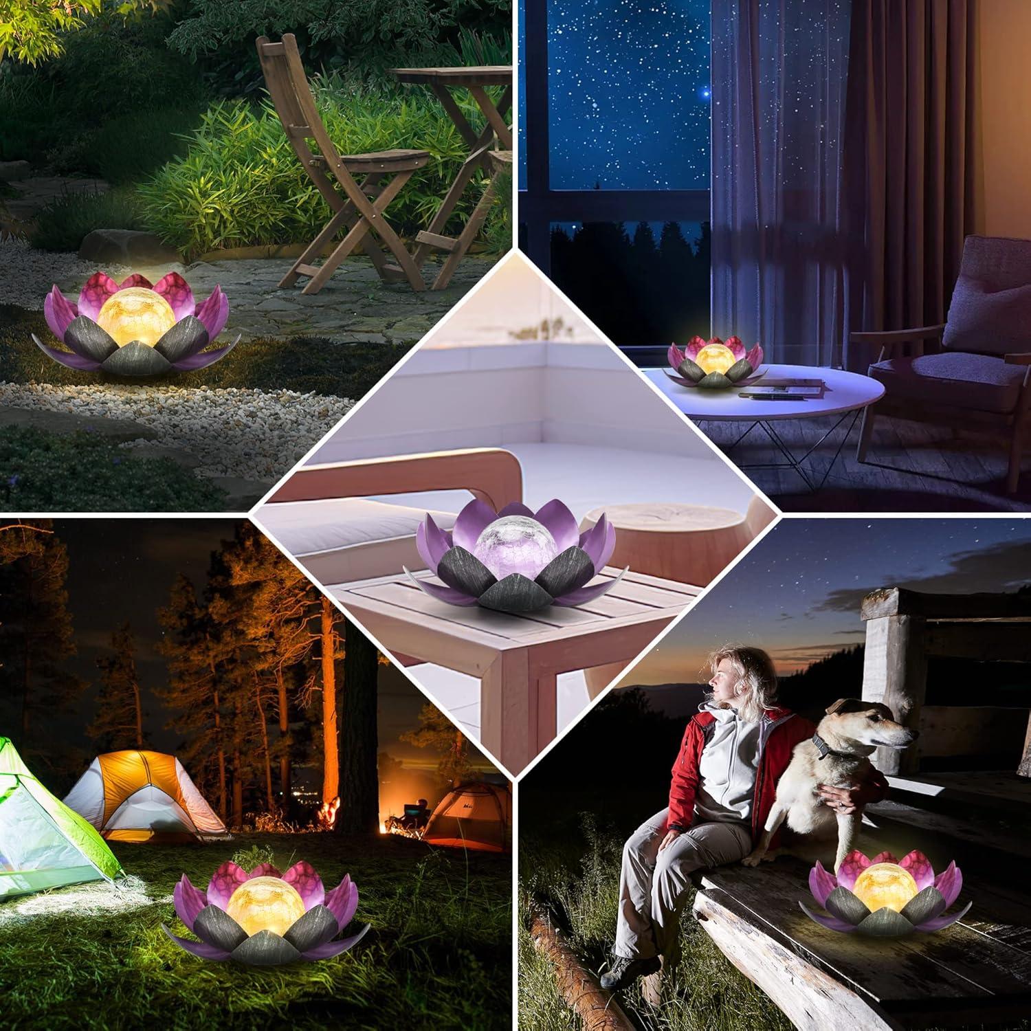 Luz Solar Decorativa de Jardín QZHP, Flor LED Púrpura IP44