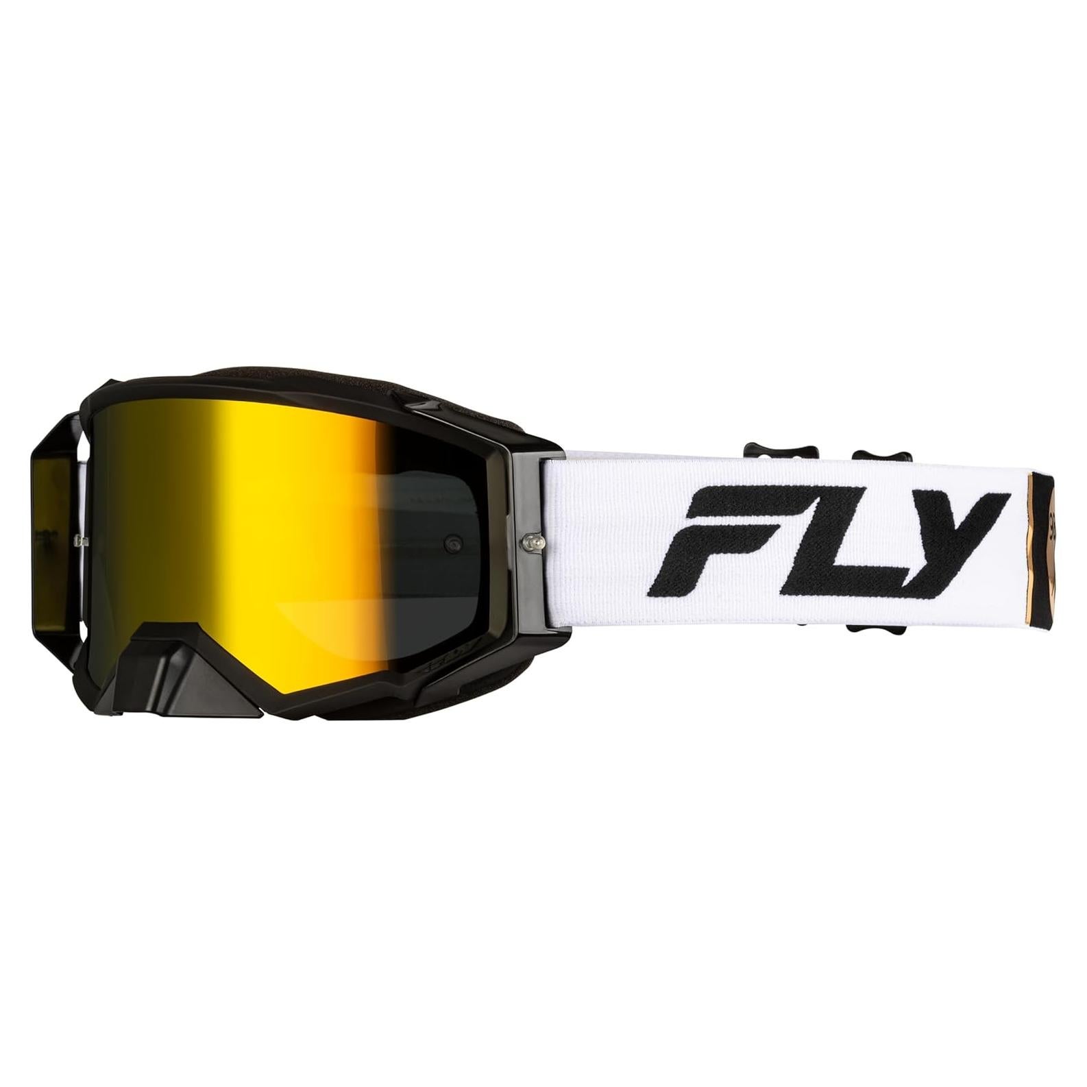 Gafas de Motocross Fly Racing Zone Pro MX 37-5189 - Blanco/Negro/Dorado