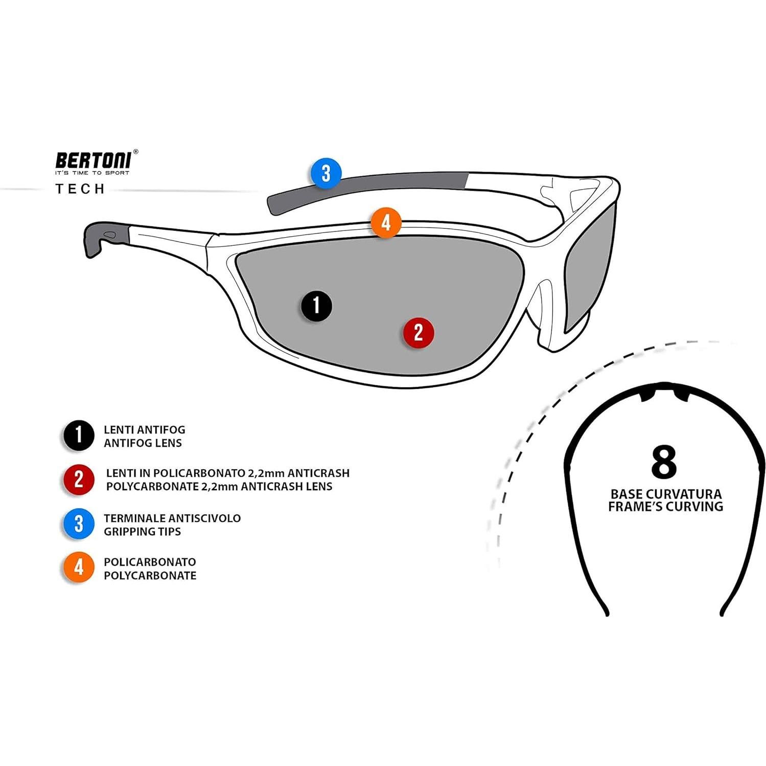 Gafas de sol de seguridad Bertoni Sports AF100 con clip óptico