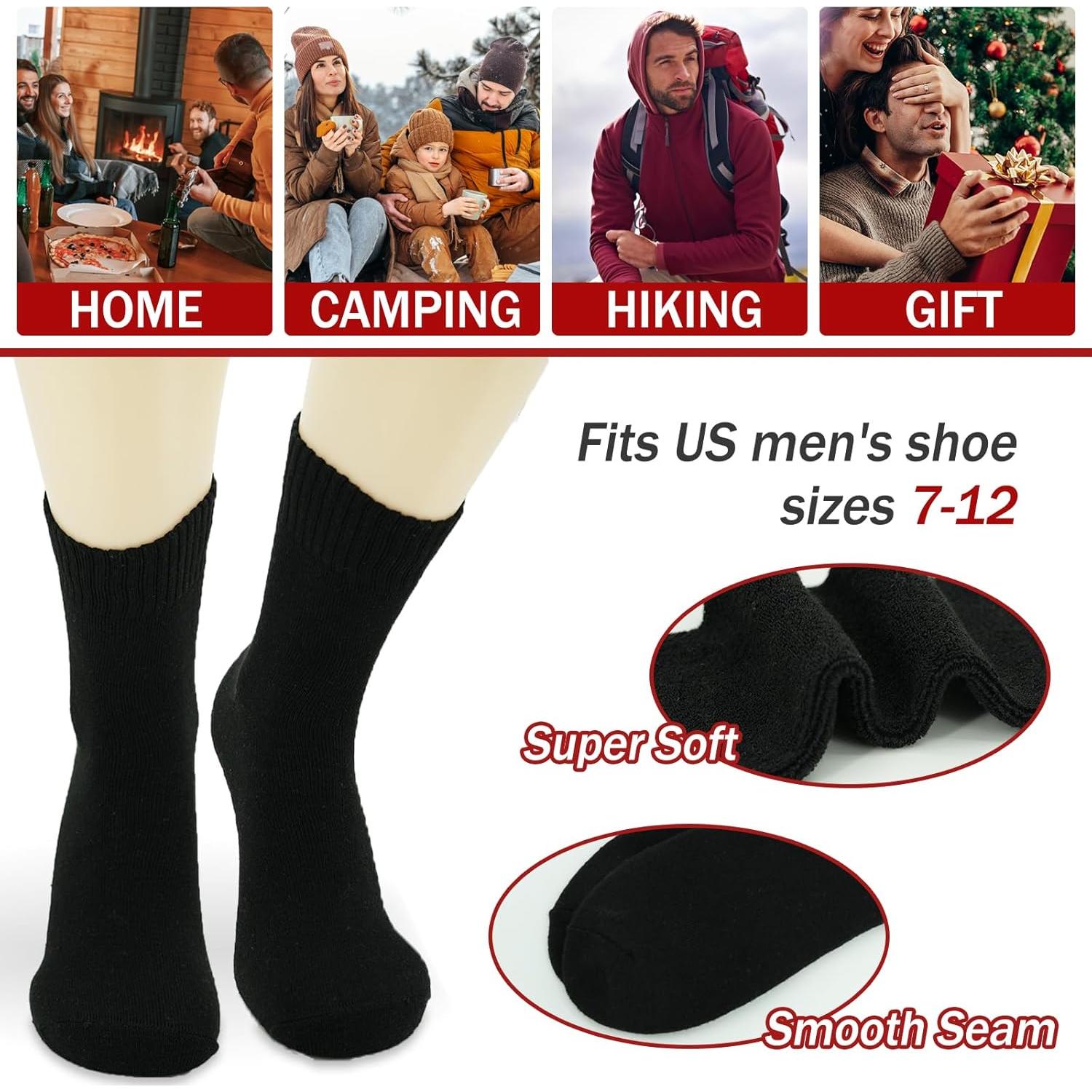 VoJoPi 5 Pares Calcetines Térmicos de Lana para Hombres