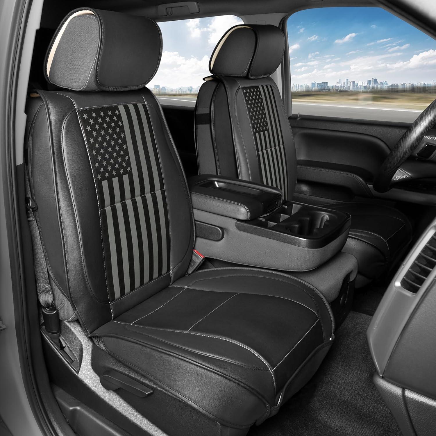 American Black Flag Seat Covers for Trucks, Cars, & SUV - Napa Leather US Car Seat Covers American Flag Truck Accessories - Car Seat Cover American Flag Car Accessories Car Seat Protector