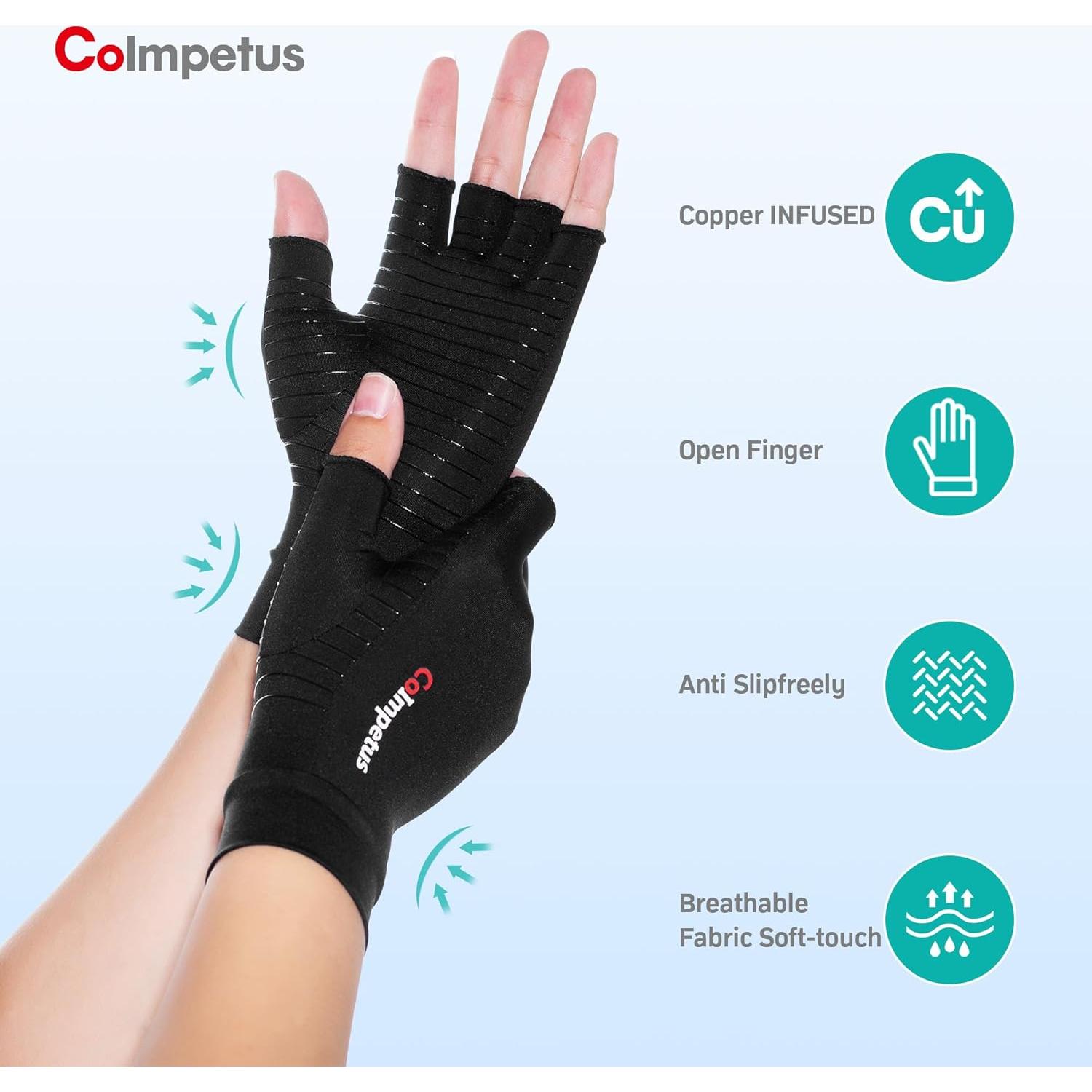 Guantes de Artritis de Cobre T001 Sin Dedos Transpirables