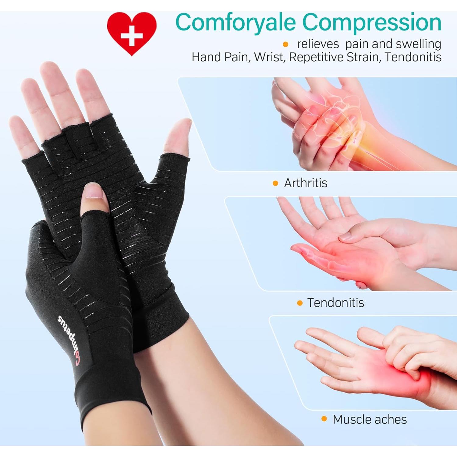 Guantes de Artritis de Cobre T001 Sin Dedos Transpirables