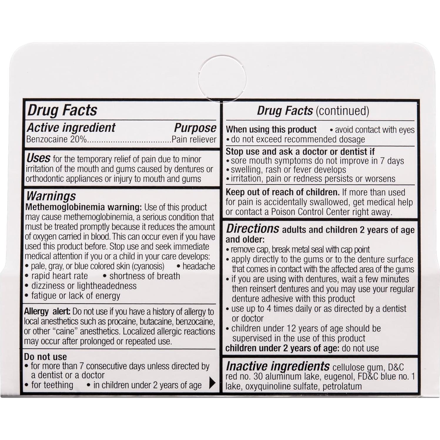 Benzodent Crema Anestésica Dental 7.09 g - Alivio Dolor Oral