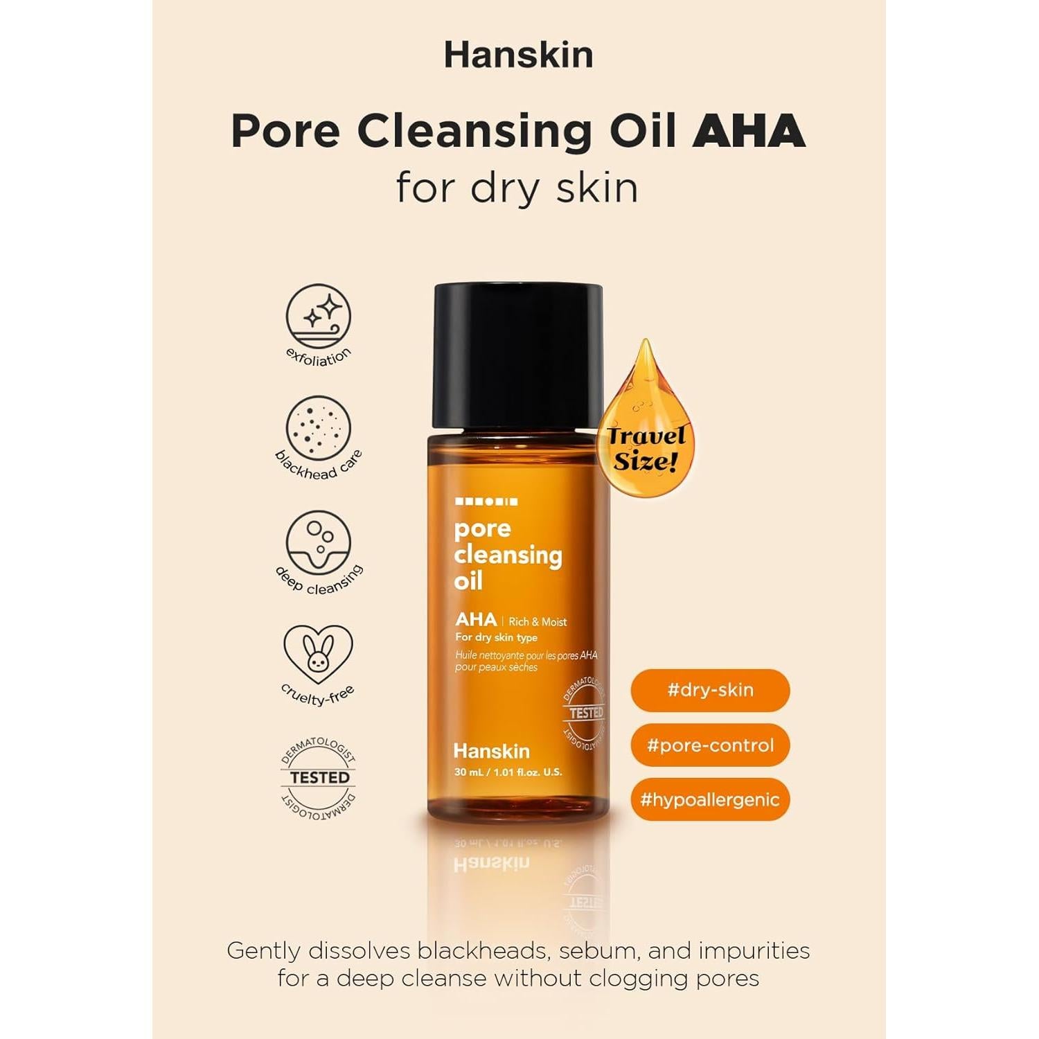 Hanskin Aceite Limpiador de Poros AHA Mini 30 ml - Set de 3