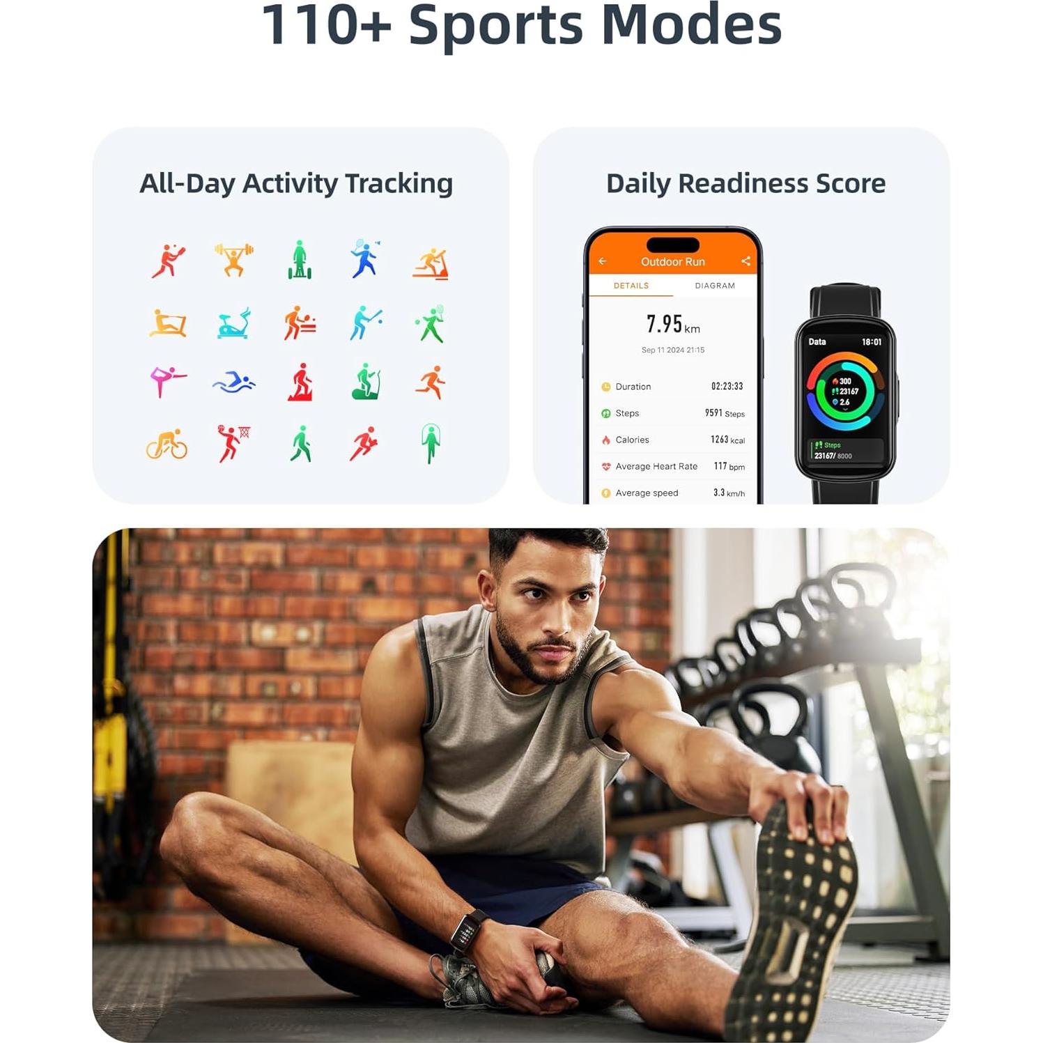 Reloj Inteligente Parsonver Fitness Negro IP68 110+ Modos