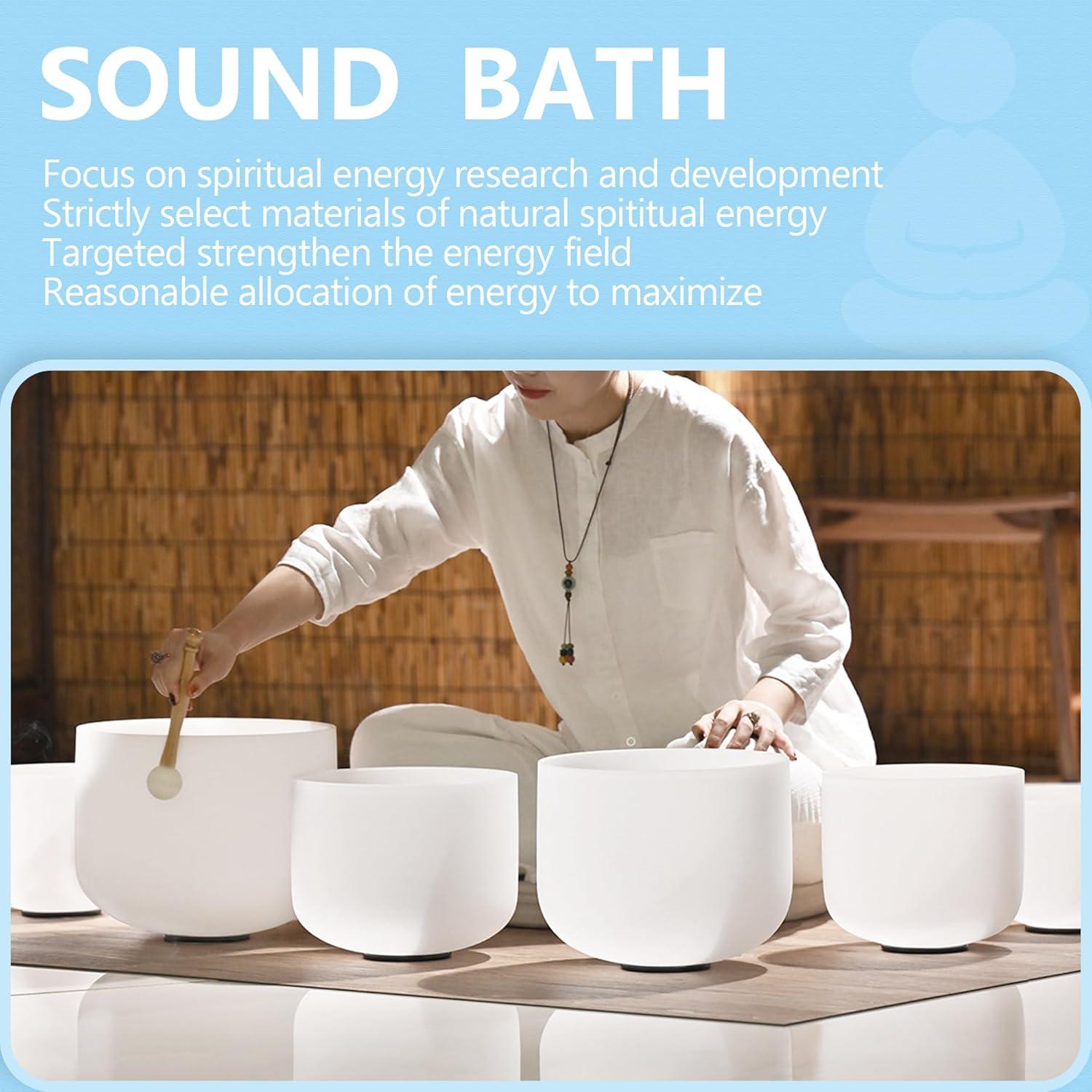 Juego de 7 Cuencos de Canto de Cristal 432HZ 18-30 cm