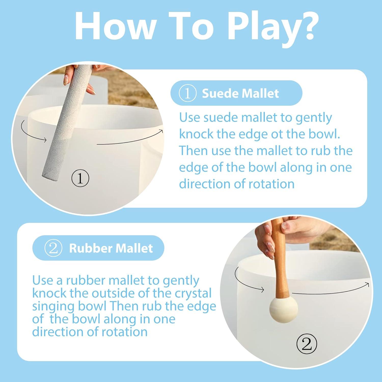 Juego de 7 Cuencos de Canto de Cristal 432HZ 18-30 cm