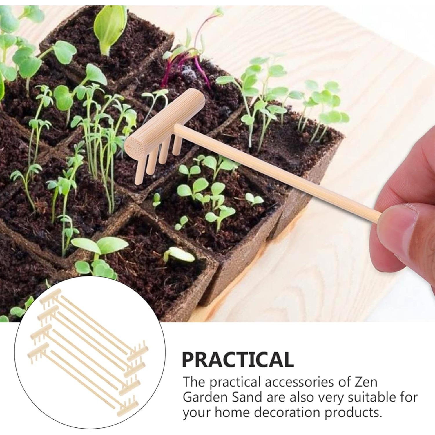 Juego de 64 Mini Rastrillos de Bambú Sewroro para Jardín Zen