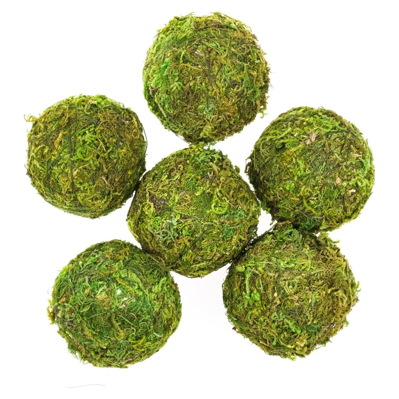 Bolas Decorativas de Musgo Verde Natural Tongcloud - 6 Piezas 6cm