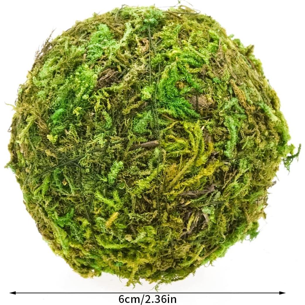 Bolas Decorativas de Musgo Verde Natural Tongcloud - 6 Piezas 6cm