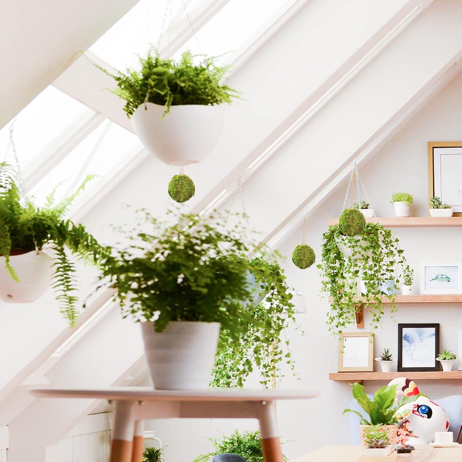 Bolas Decorativas de Musgo Verde Natural Tongcloud - 6 Piezas 6cm