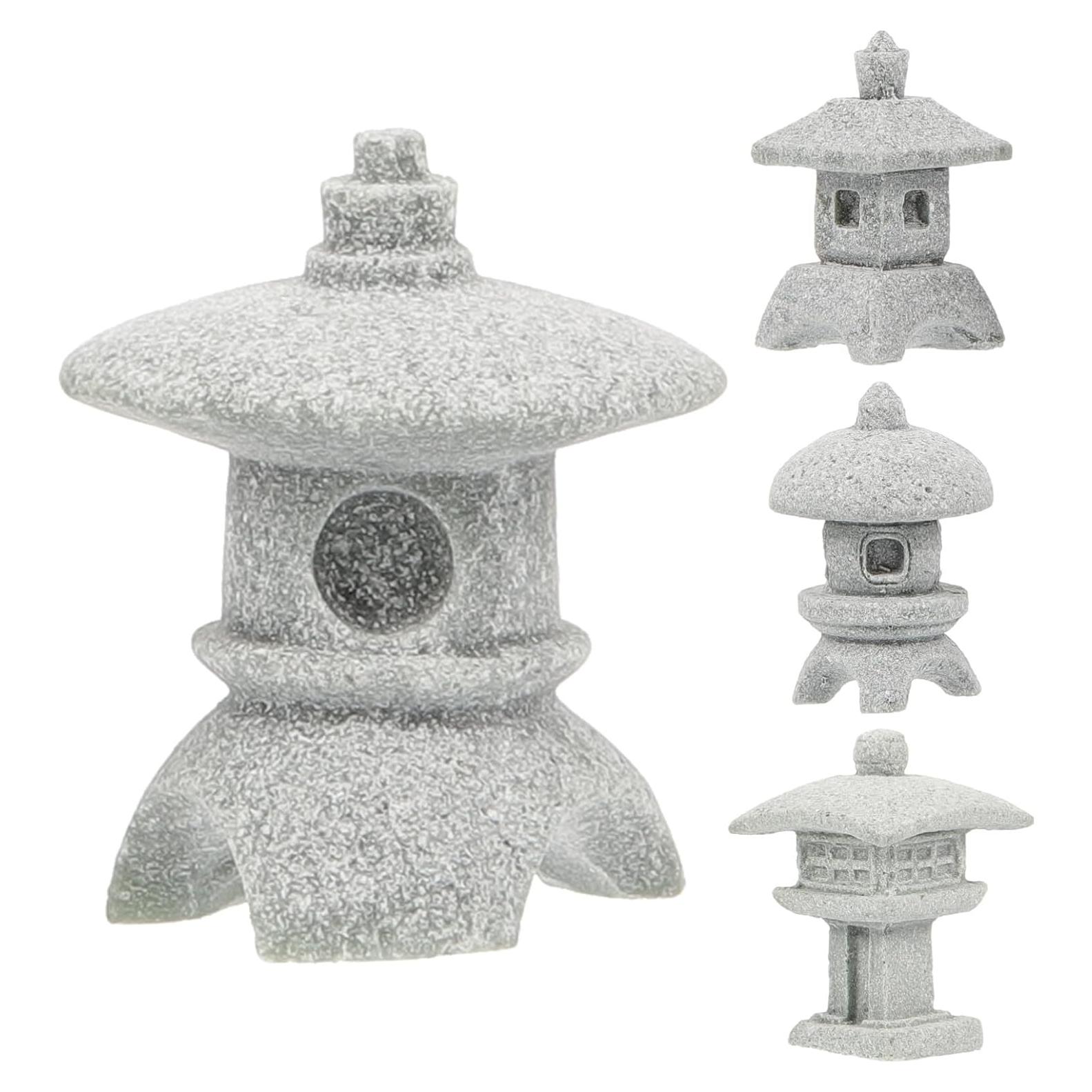 Estatuas Mini Pagoda Milisten 4pcs Decoración Jardín Zen