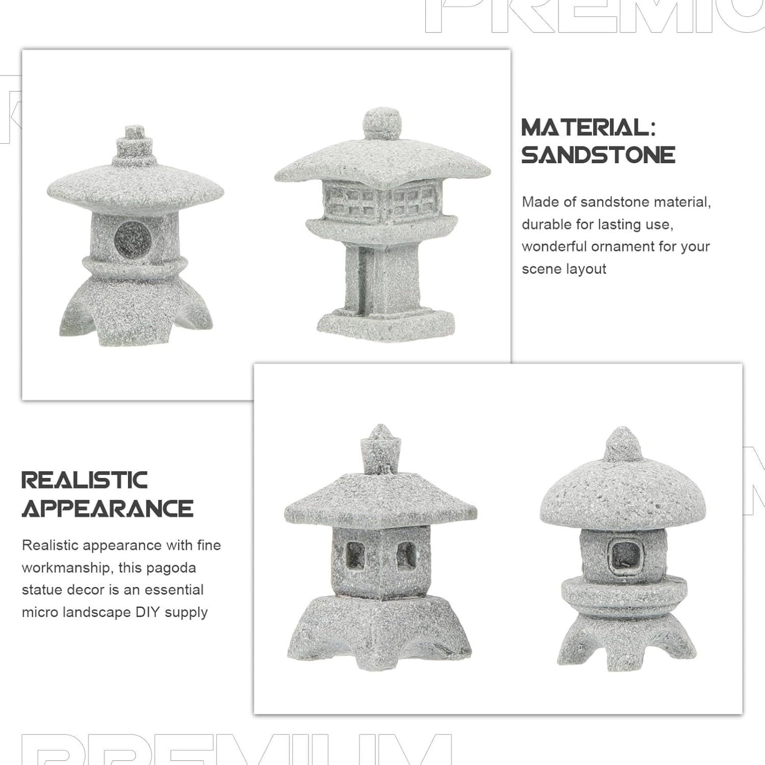 Estatuas Mini Pagoda Milisten 4pcs Decoración Jardín Zen