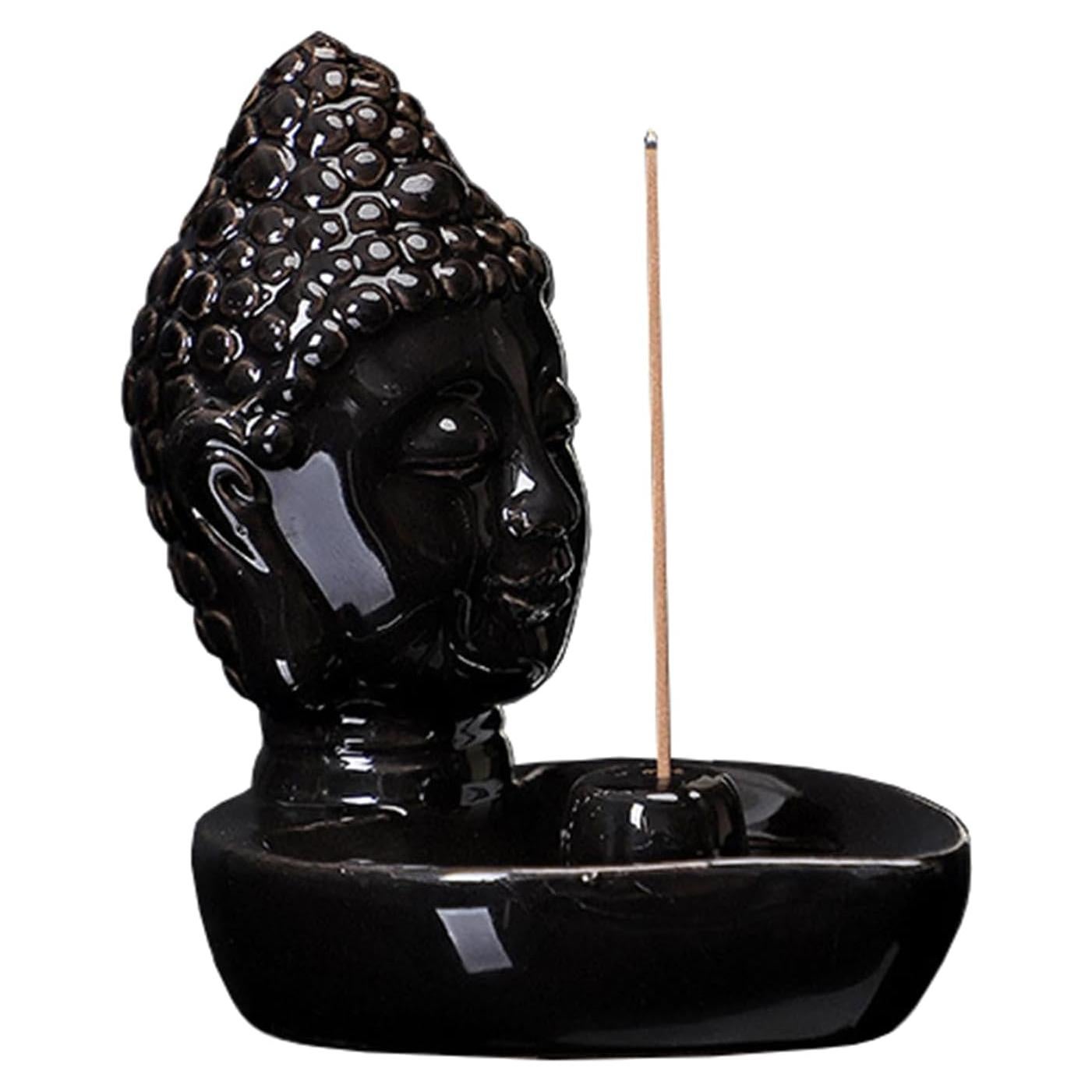 Soporte de Incienso Cabeza de Buda YIENENG Cerámica Negro