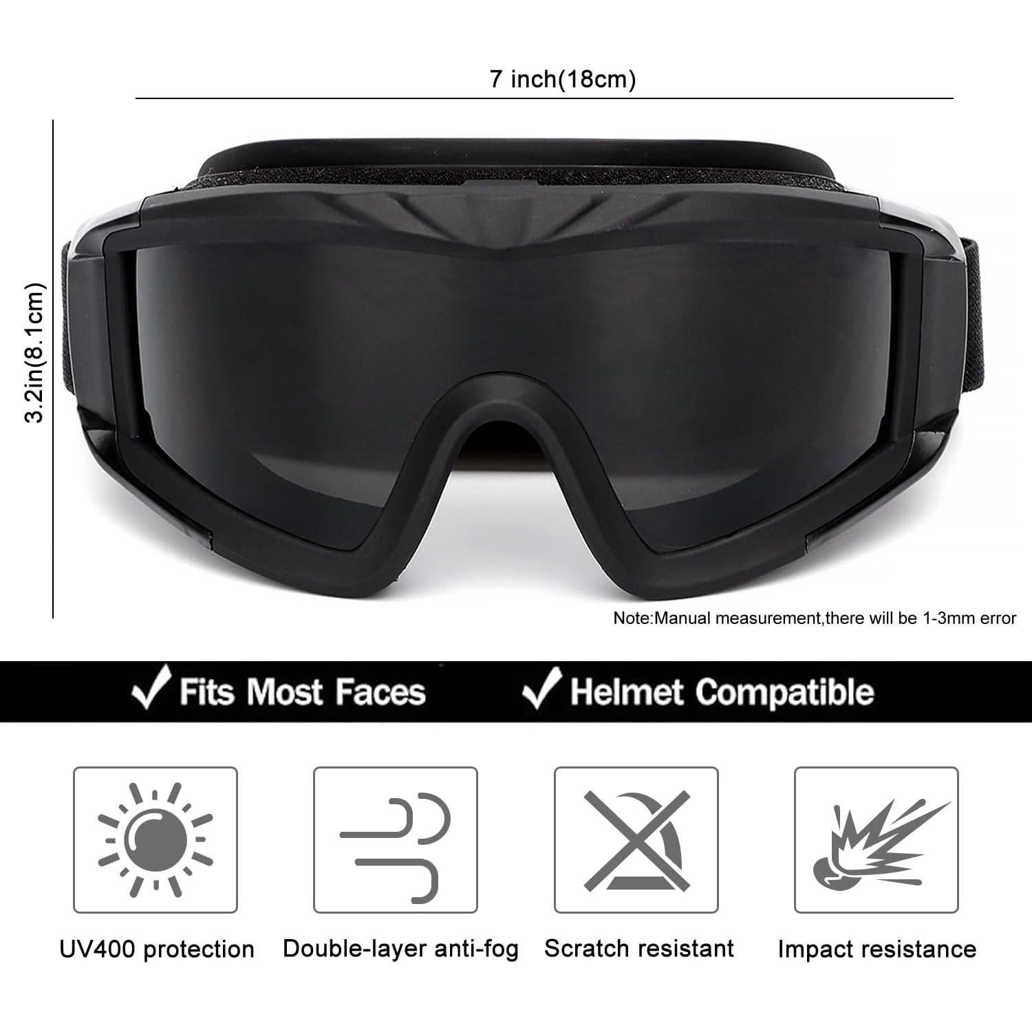 Gafas Tácticas SPOSUNE Anti Niebla con 3 Lentes Intercambiables