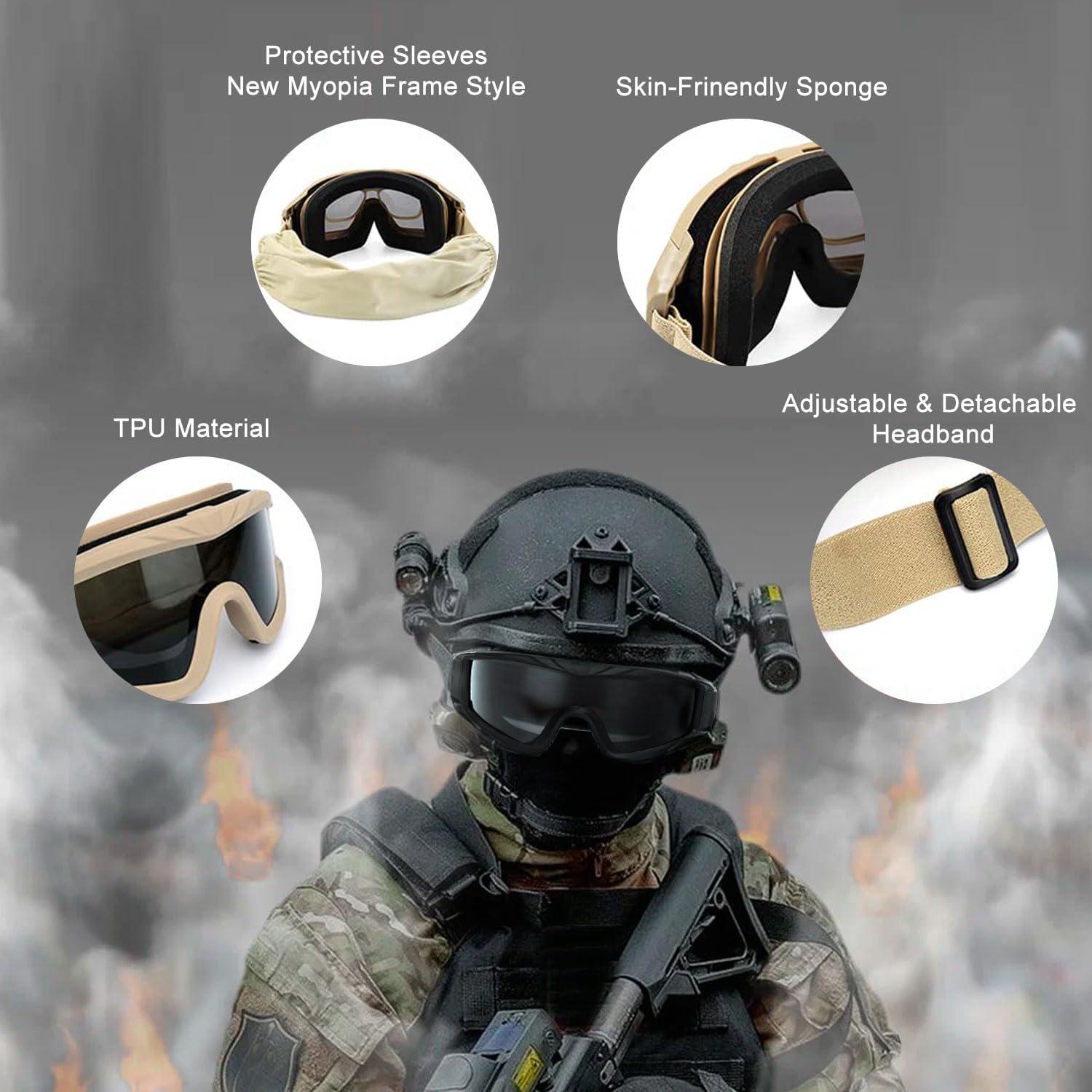 Gafas Tácticas SPOSUNE Anti Niebla con 3 Lentes Intercambiables