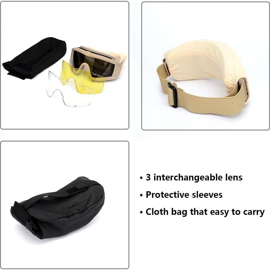 Gafas Tácticas SPOSUNE Anti Niebla con 3 Lentes Intercambiables