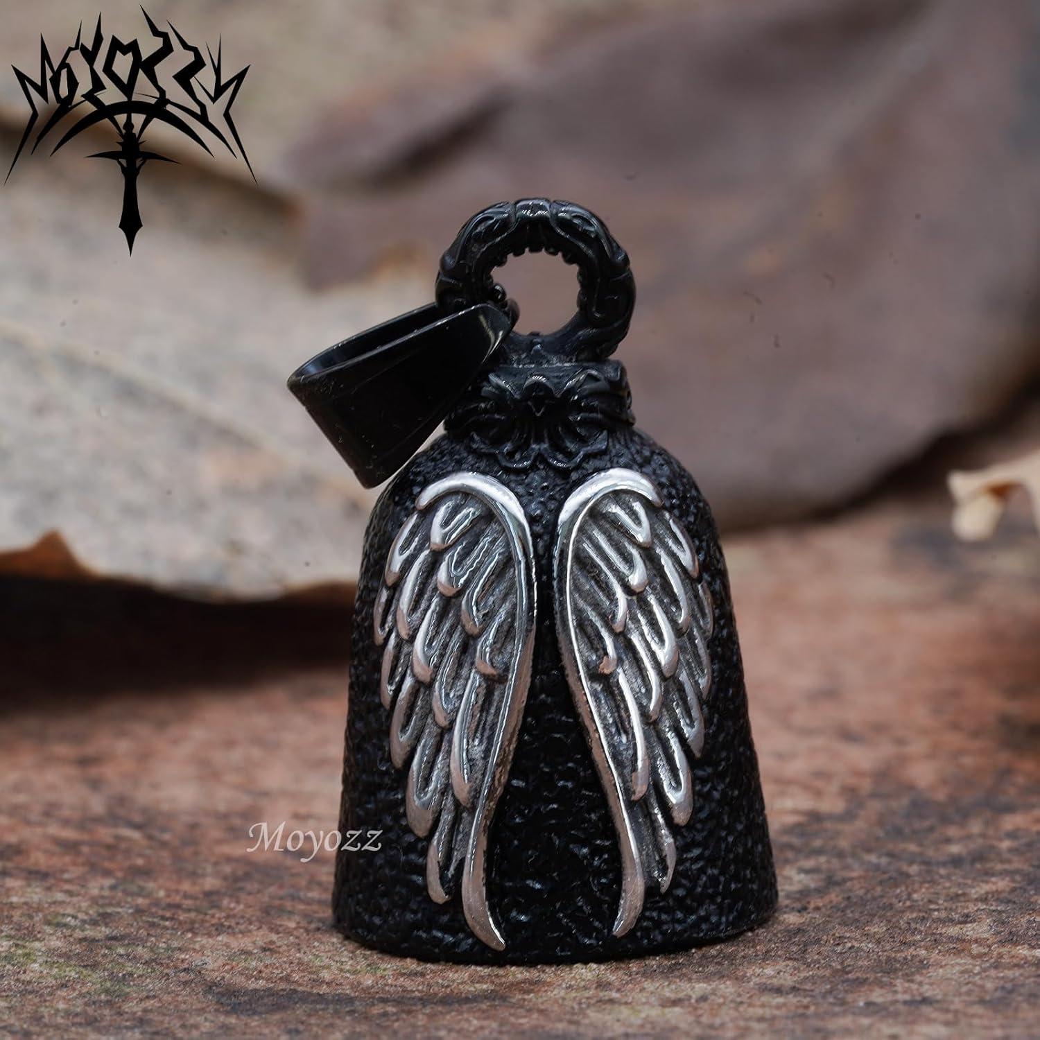 Campana de Motocicleta MOYOZZ Ala de Ángel Negra 3.81cm