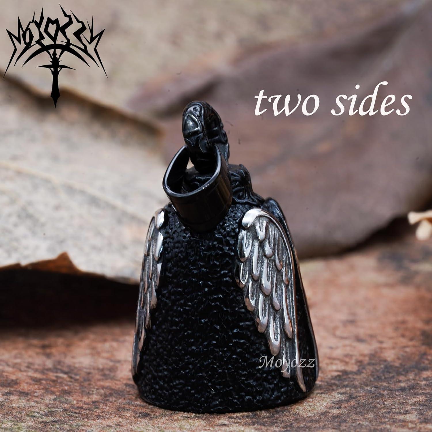 Campana de Motocicleta MOYOZZ Ala de Ángel Negra 3.81cm