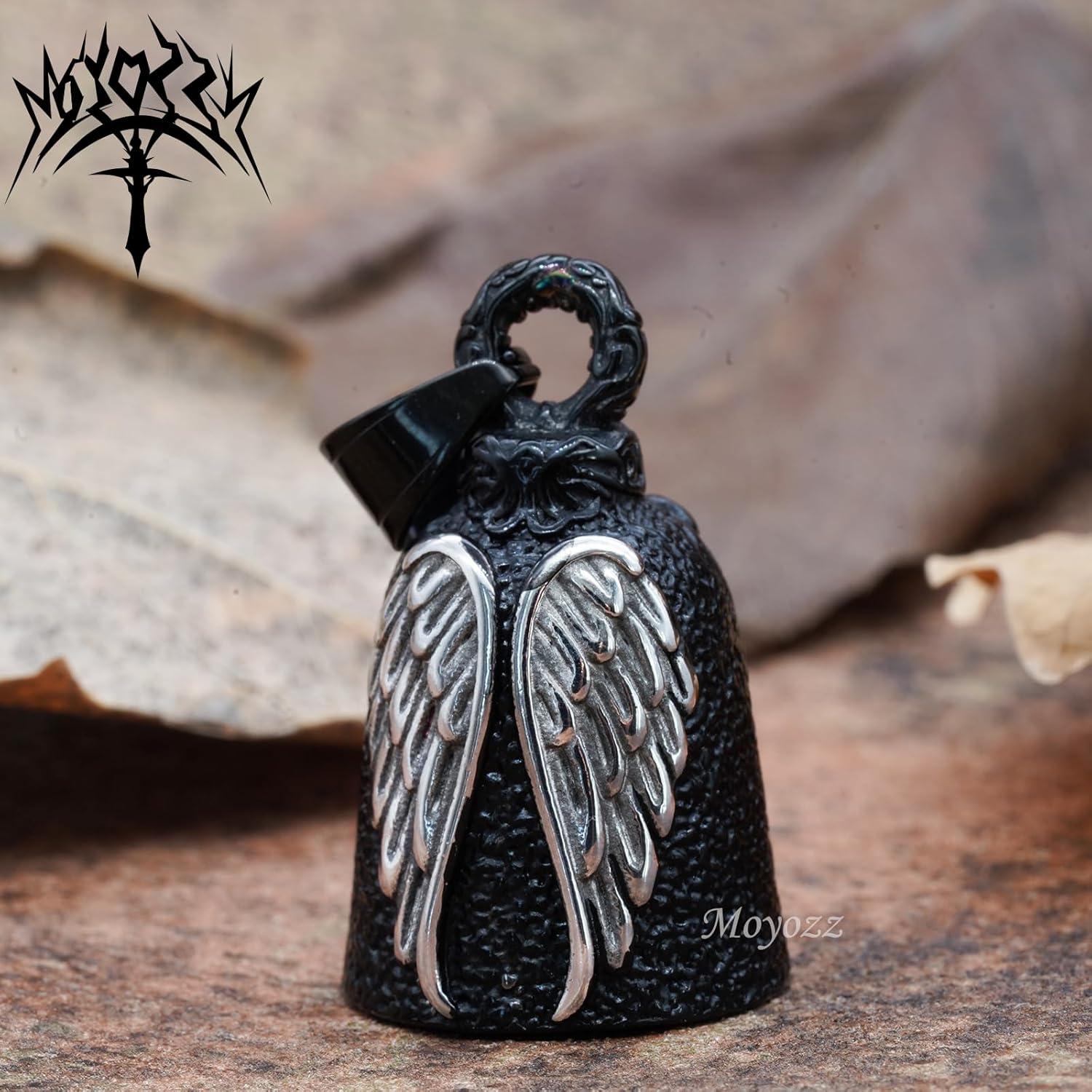 Campana de Motocicleta MOYOZZ Ala de Ángel Negra 3.81cm