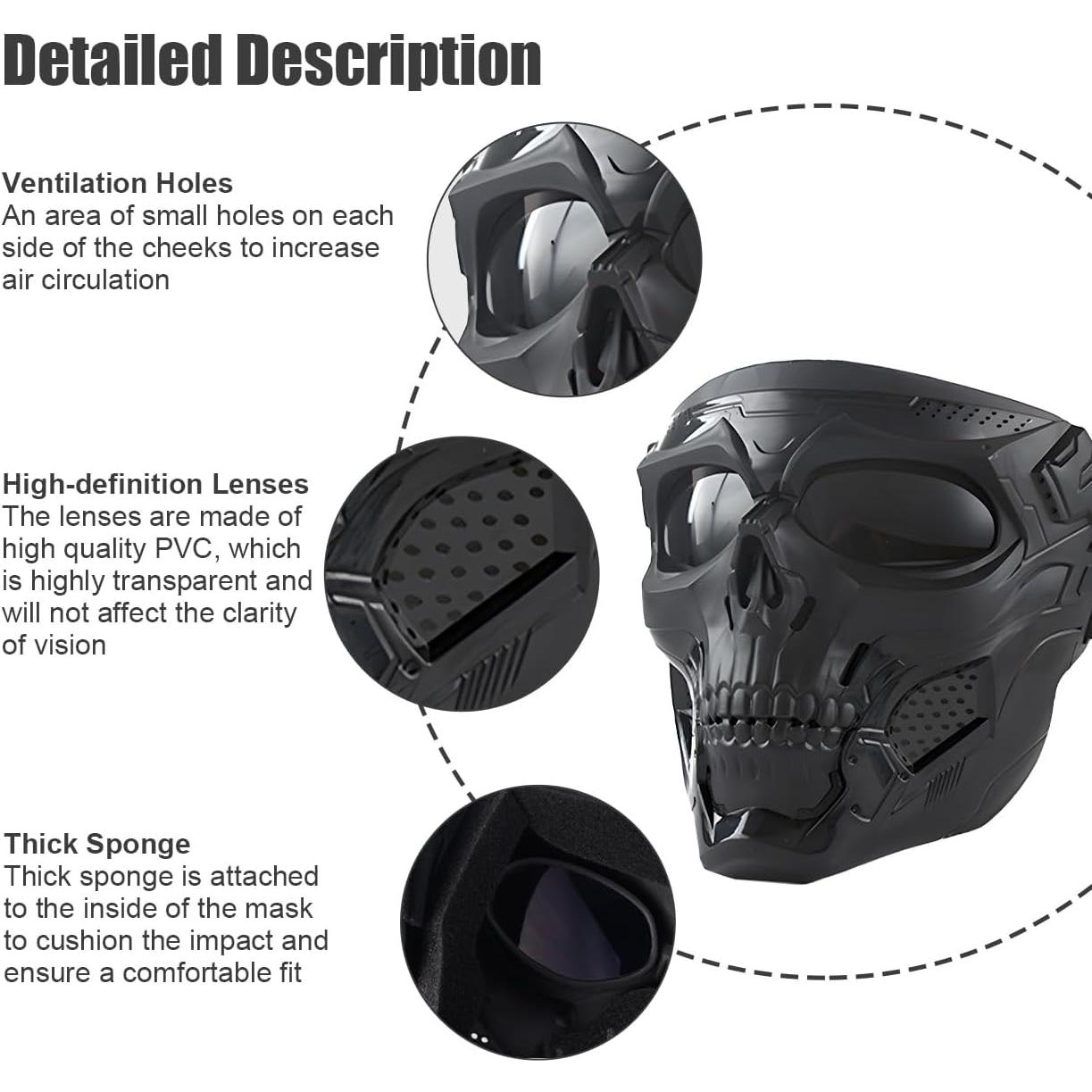 Gafas de Motocicleta Wokyo Anti Niebla con Máscara Facial