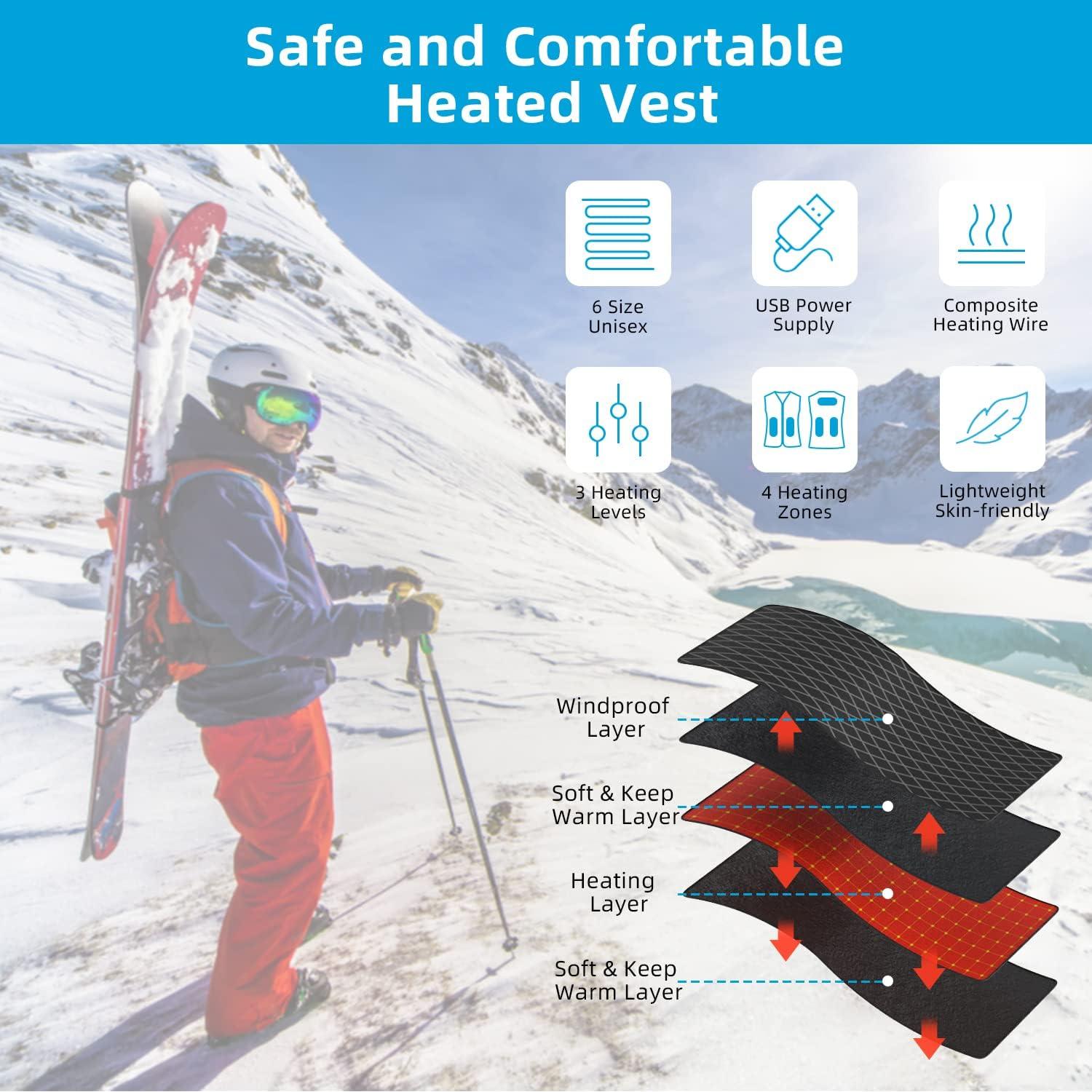 Chaleco Térmico Unisex Anbero con Batería Recargable 10000mAh