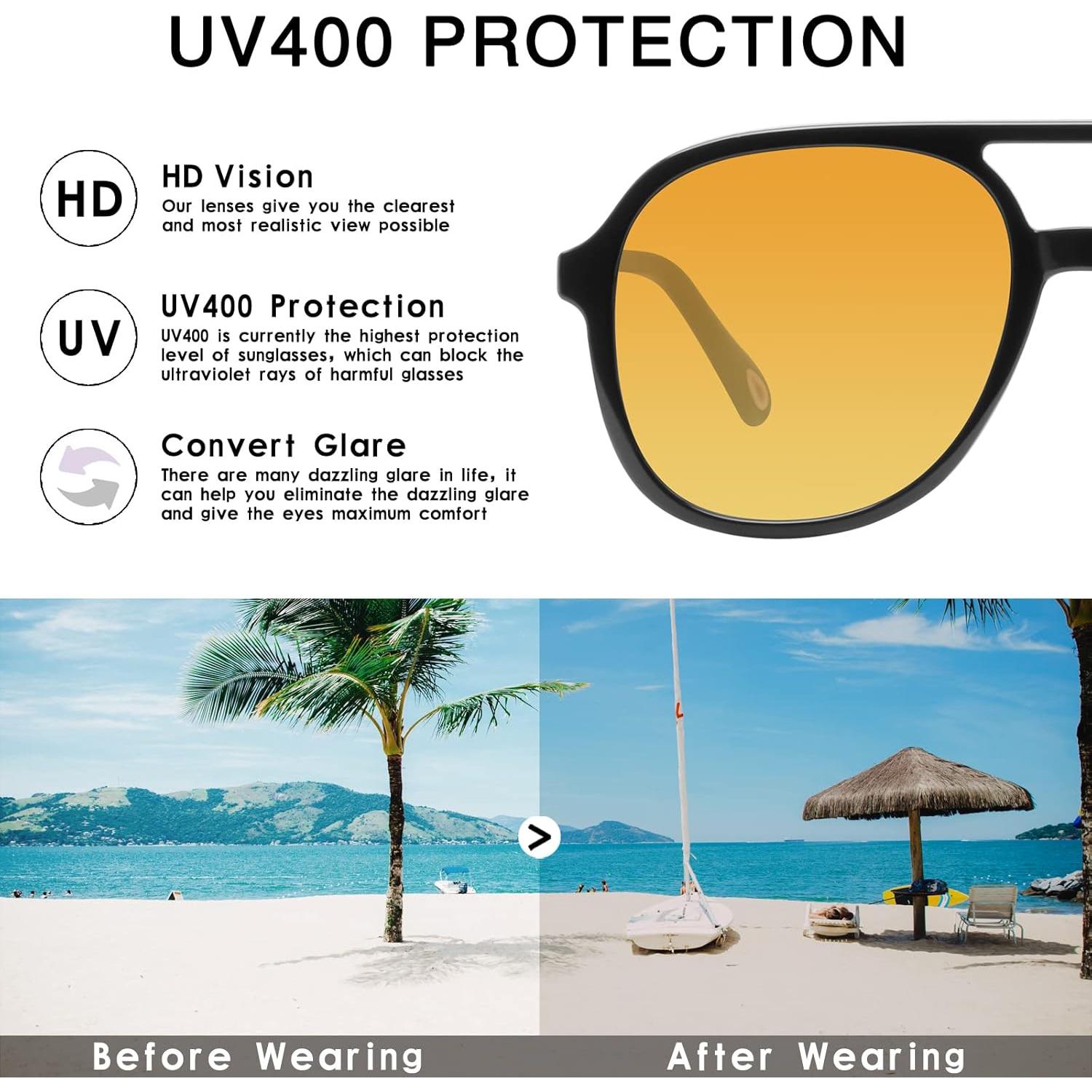 Gafas de Sol Retro Cuadradas YDAOWKN UV400 Unisex