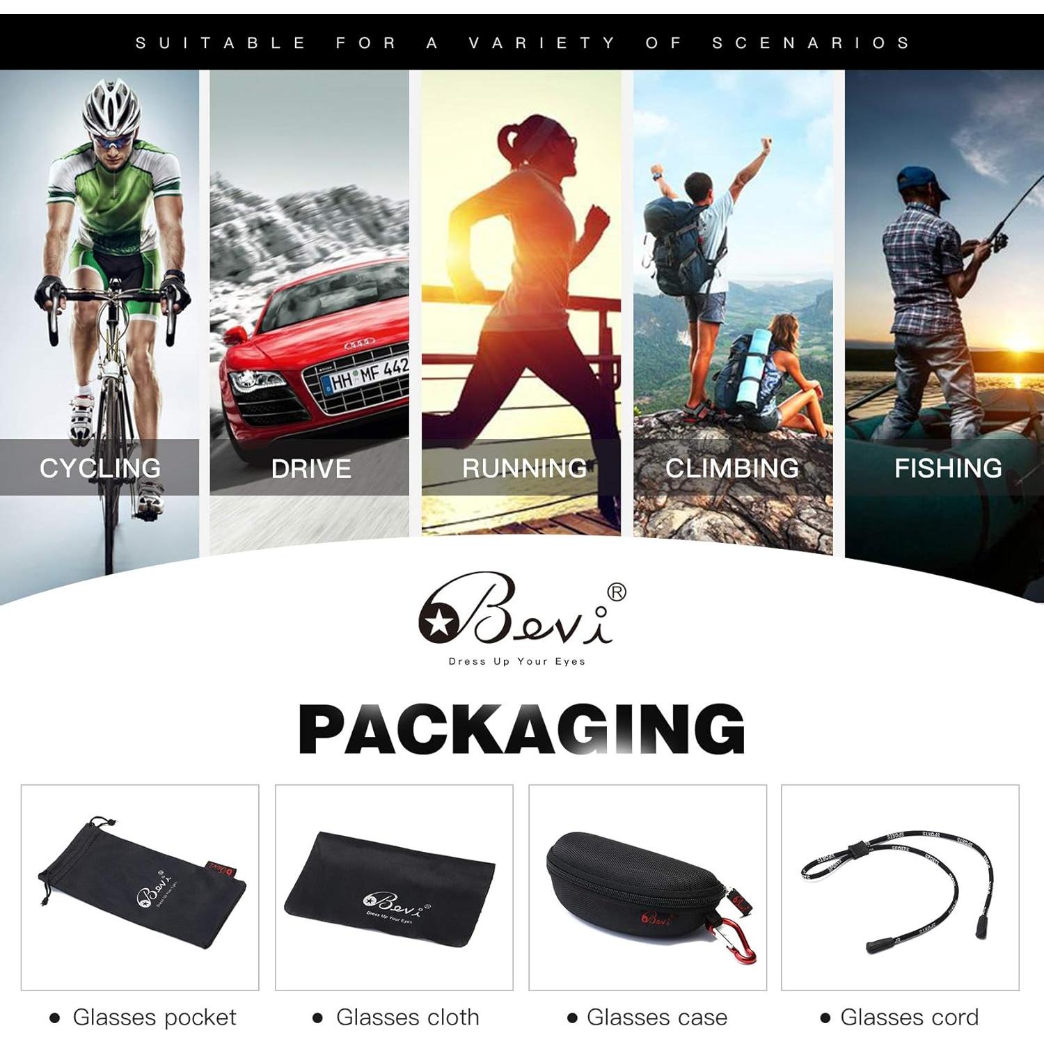 Gafas de sol deportivas Bevi TR90 polarizadas para ciclismo