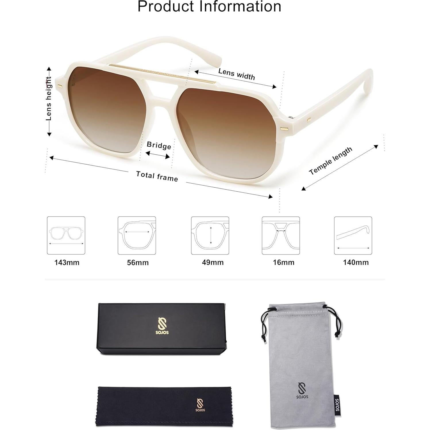 Gafas de Sol Polarizadas SojoS SJ2283 Retro Aviador Unisex