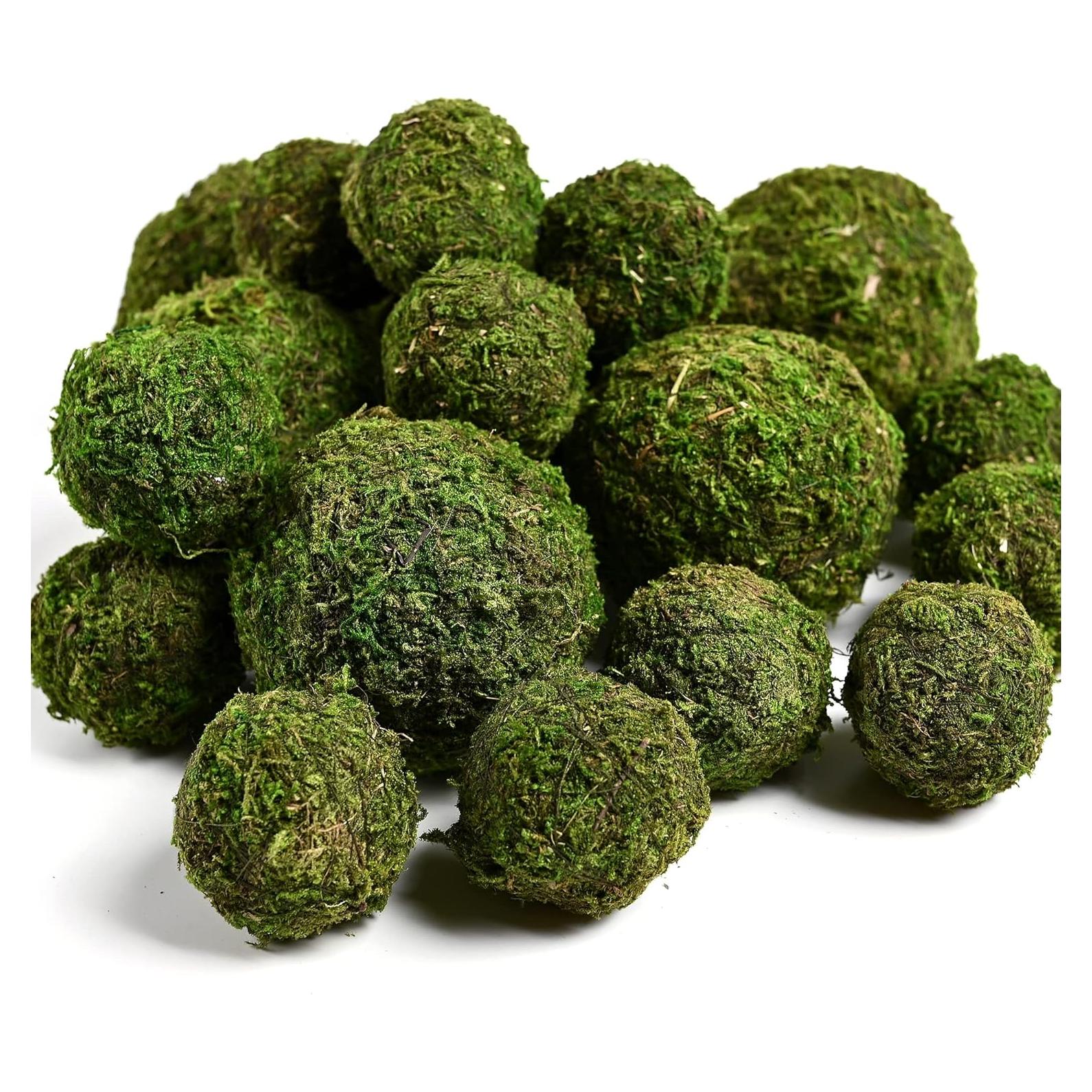 Bolas de Musgo Artificial Usmola 18pcs Verde 3.2" y 2"