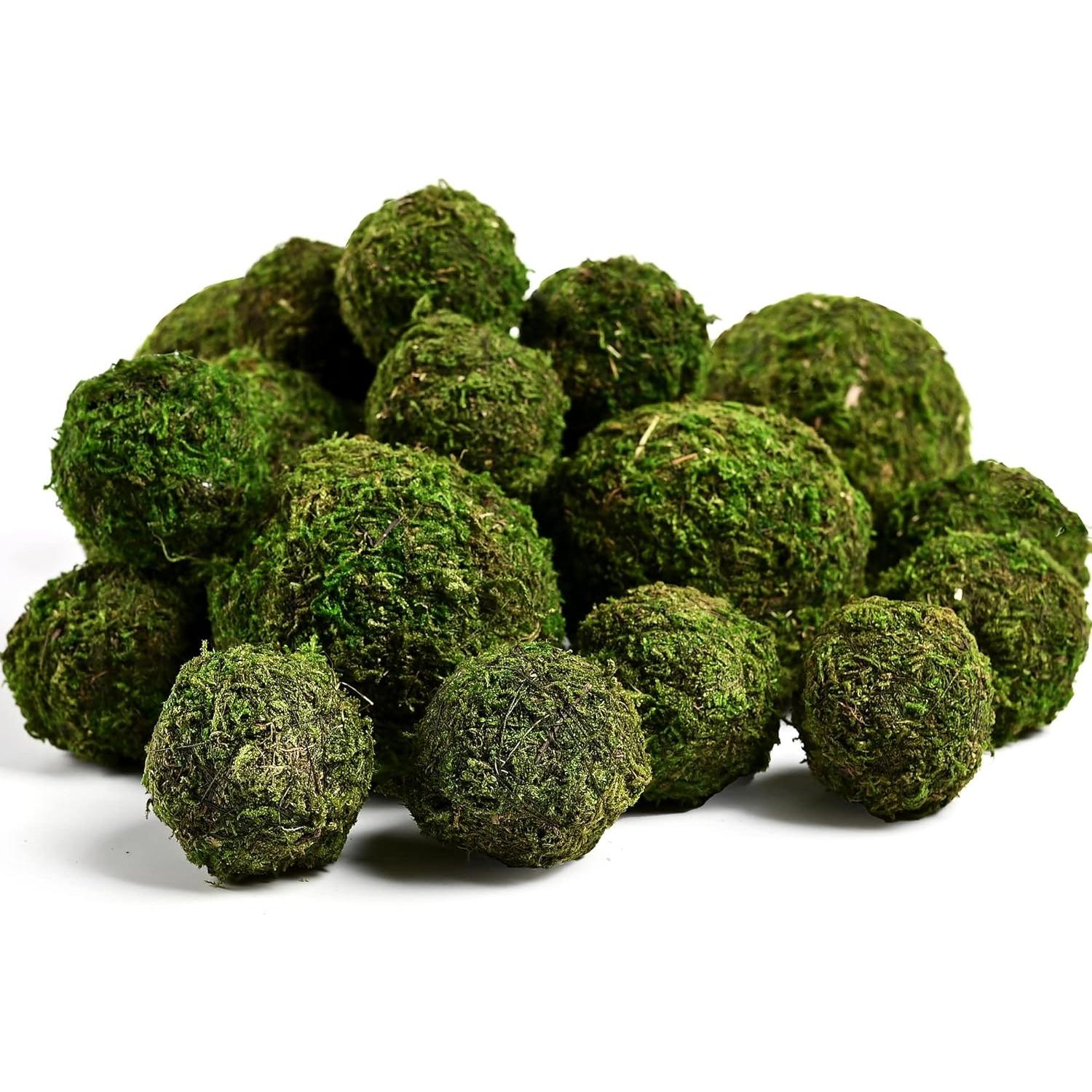 Bolas de Musgo Artificial Usmola 18pcs Verde 3.2" y 2"