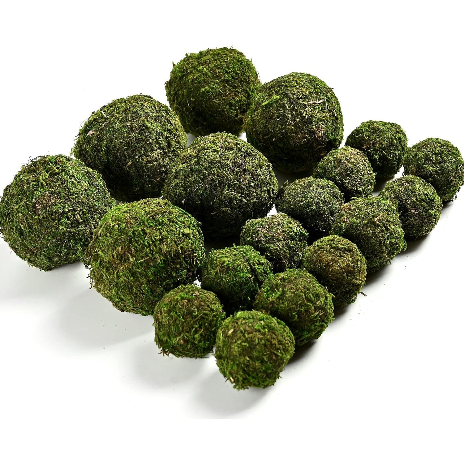 Bolas de Musgo Artificial Usmola 18pcs Verde 3.2" y 2"