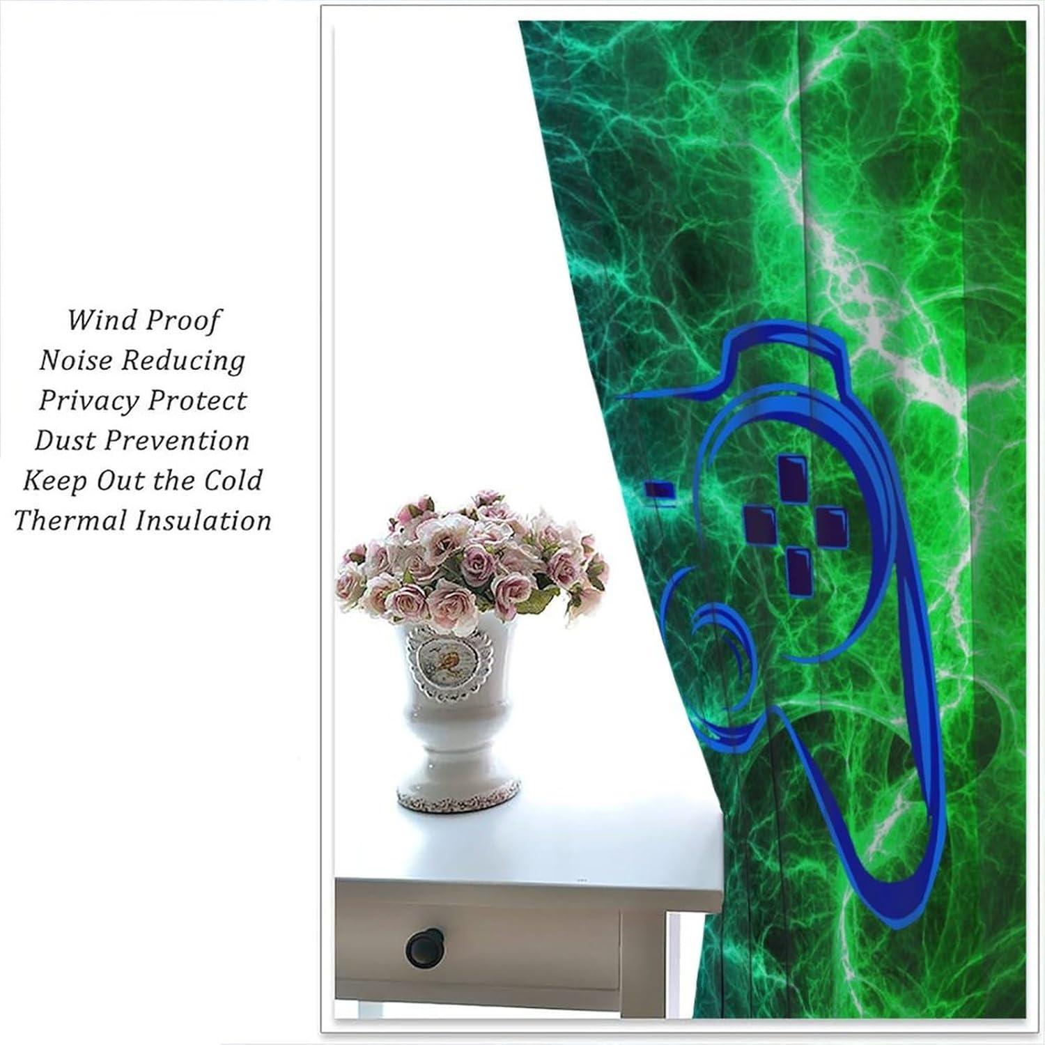 Cortinas Blackout XBDDZSW Juego Azul Verde 2 Paneles 213x213 cm