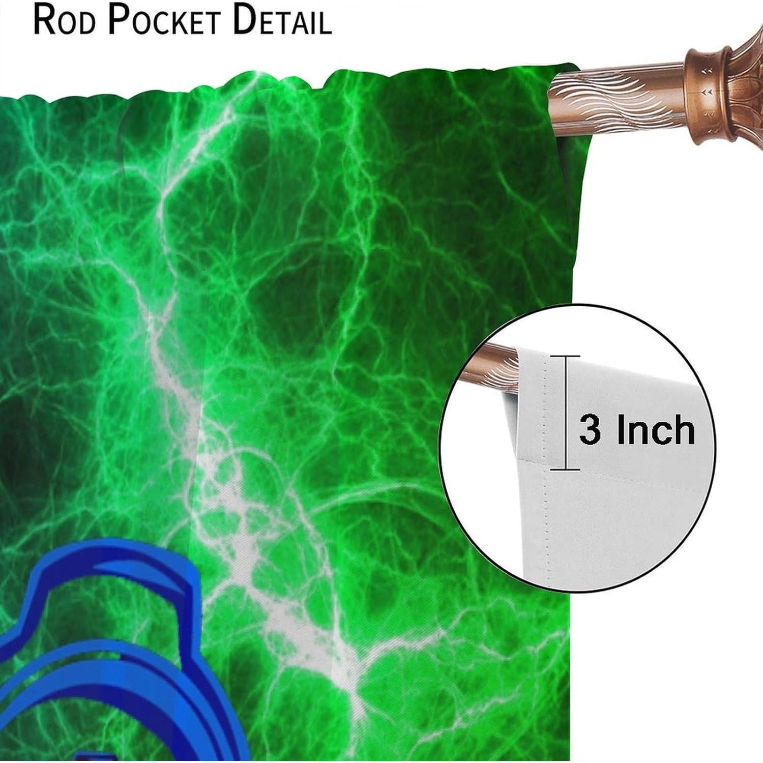 Cortinas Blackout XBDDZSW Juego Azul Verde 2 Paneles 213x213 cm