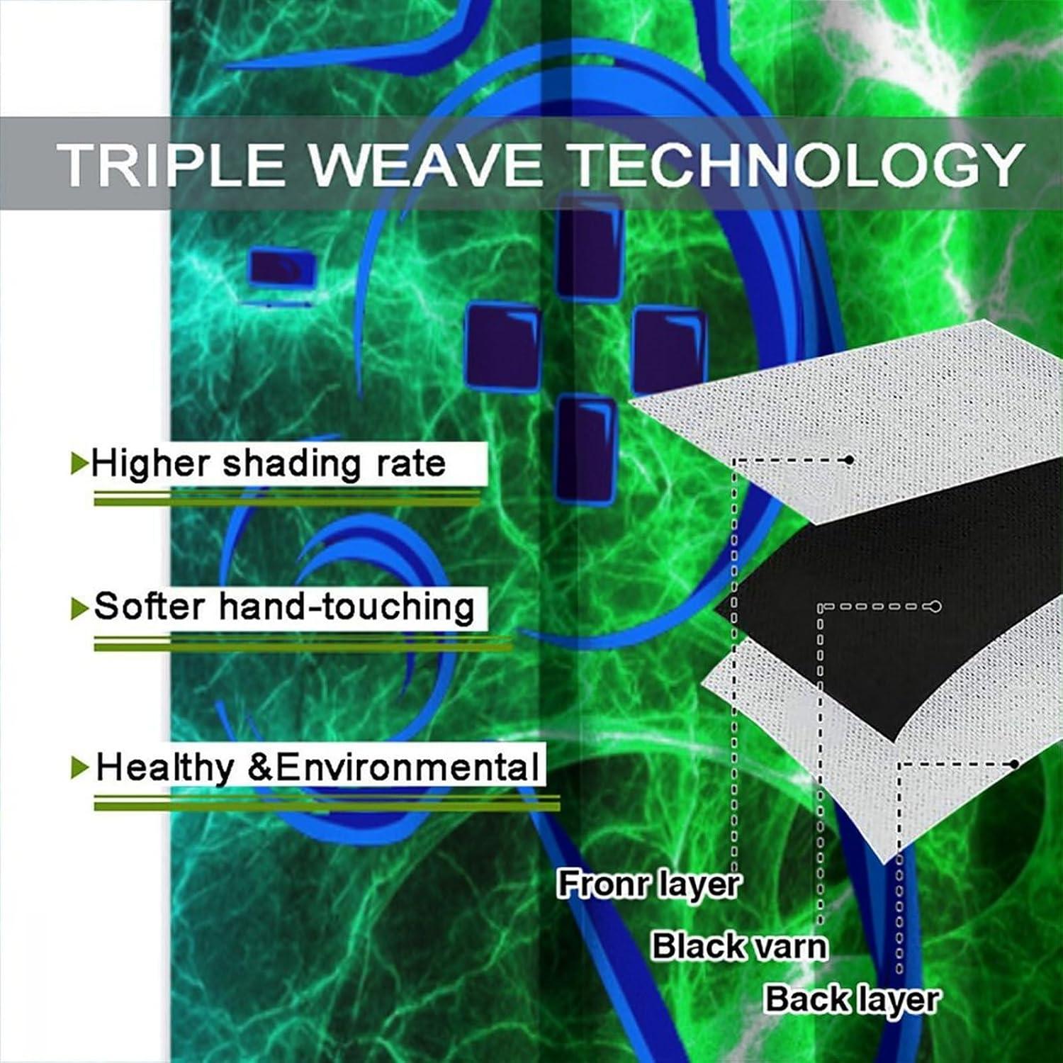 Cortinas Blackout XBDDZSW Juego Azul Verde 2 Paneles 213x213 cm