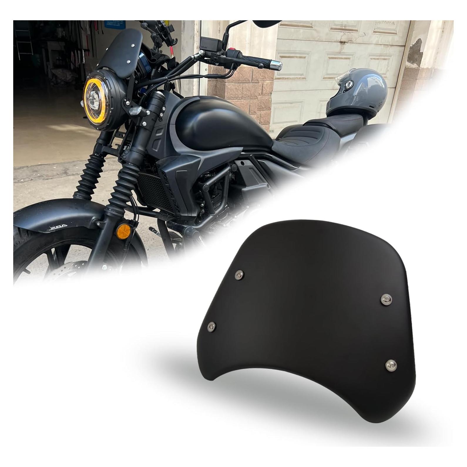 Deflector de Viento Universal Metal Negro para Motocicleta 5-7"