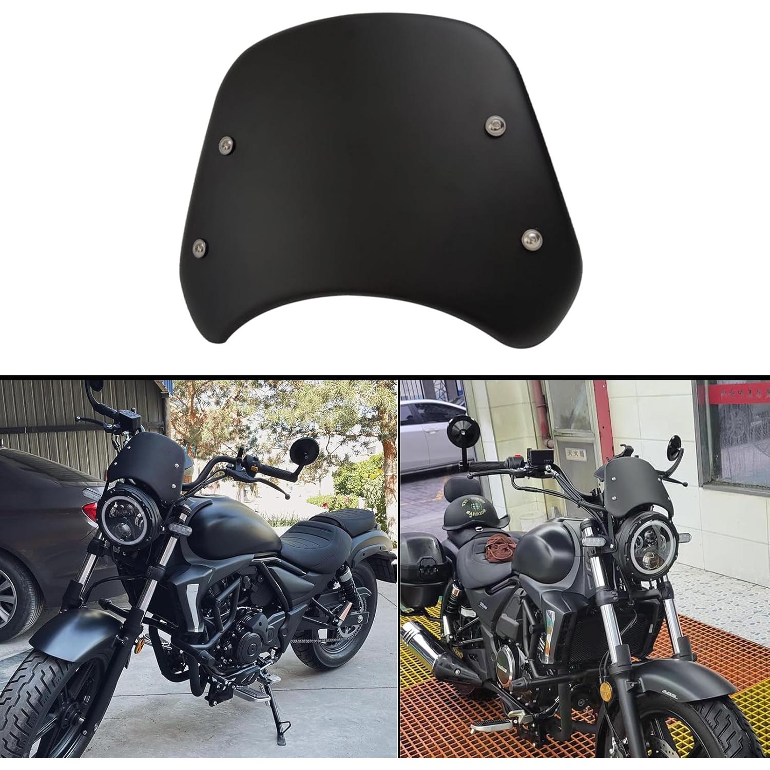 Deflector de Viento Universal Metal Negro para Motocicleta 5-7"