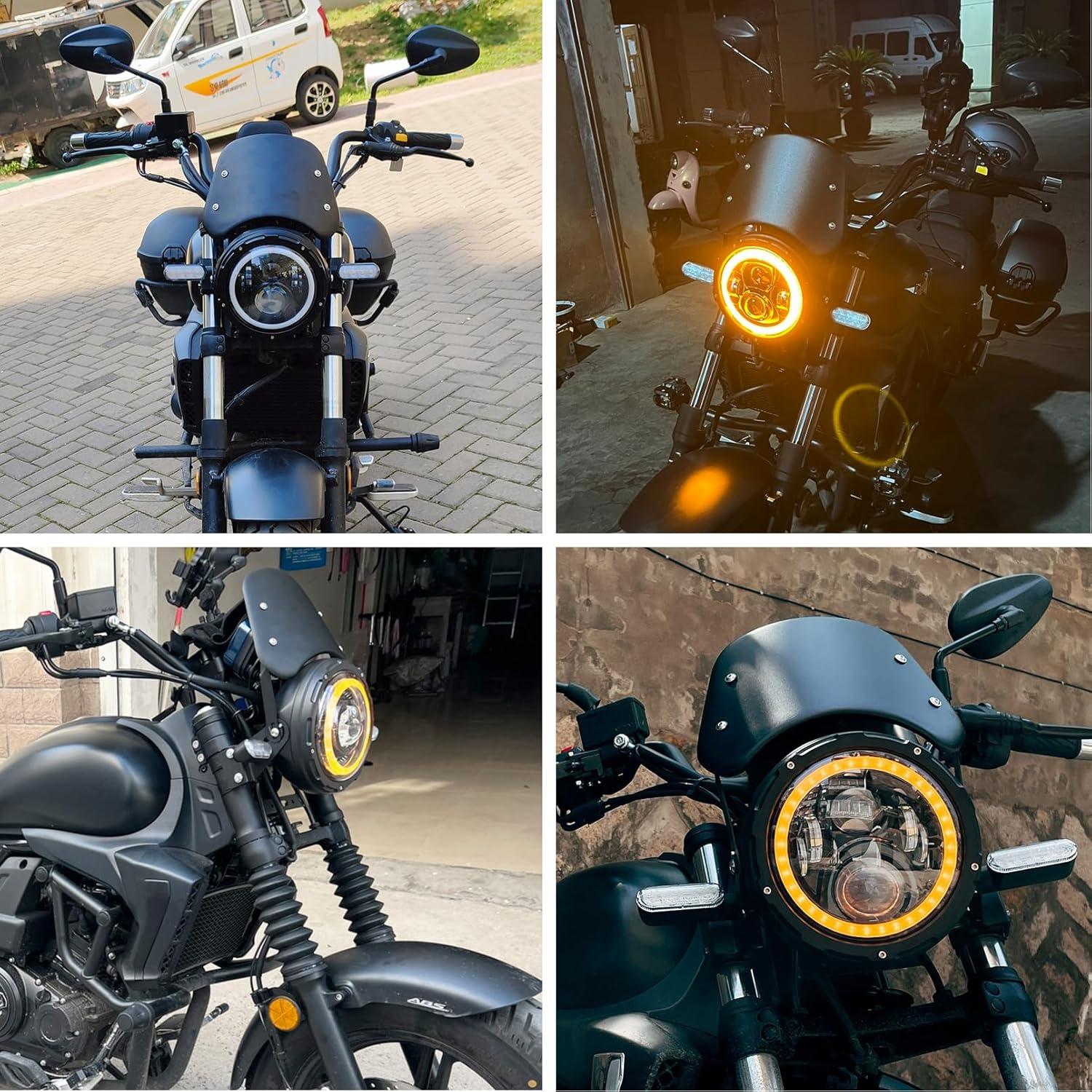 Deflector de Viento Universal Metal Negro para Motocicleta 5-7"