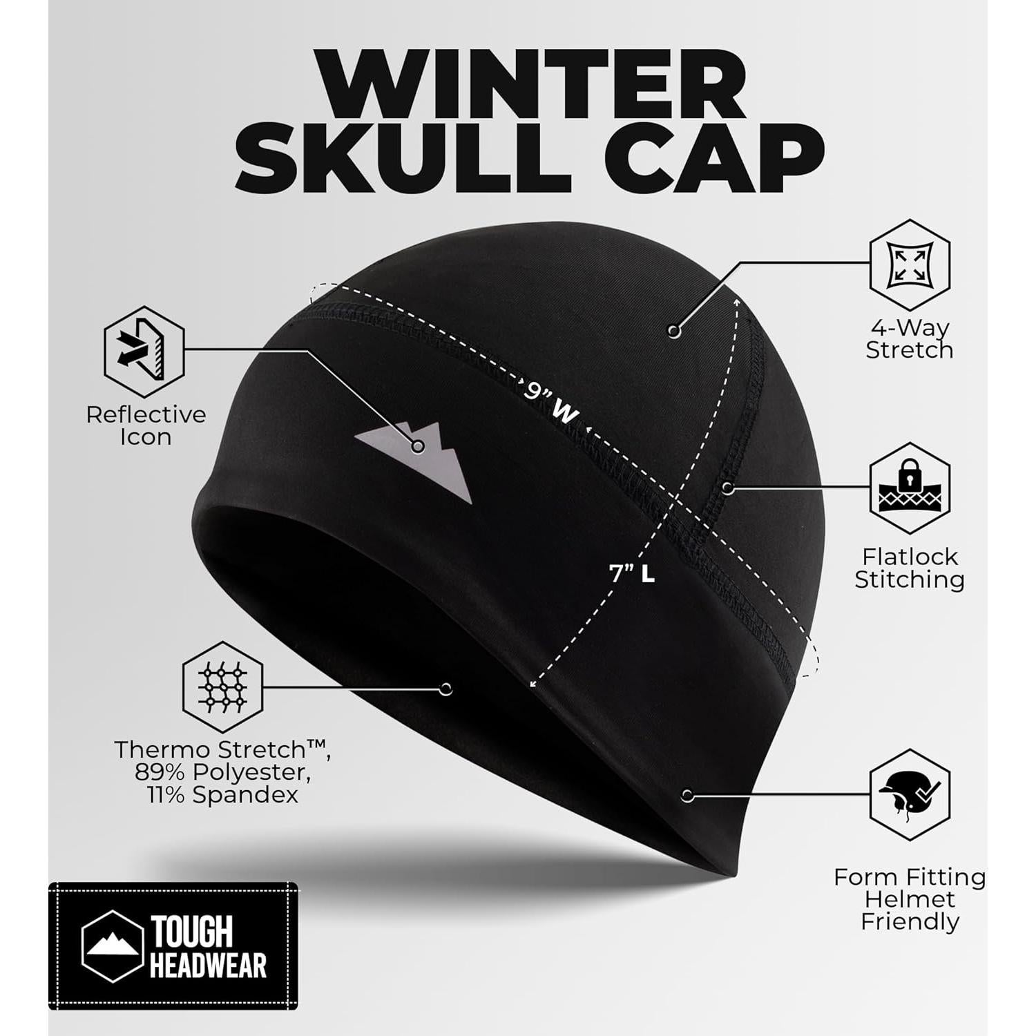 Gorro Térmico Tough Headwear Unisex - Forro de Casco, Negro