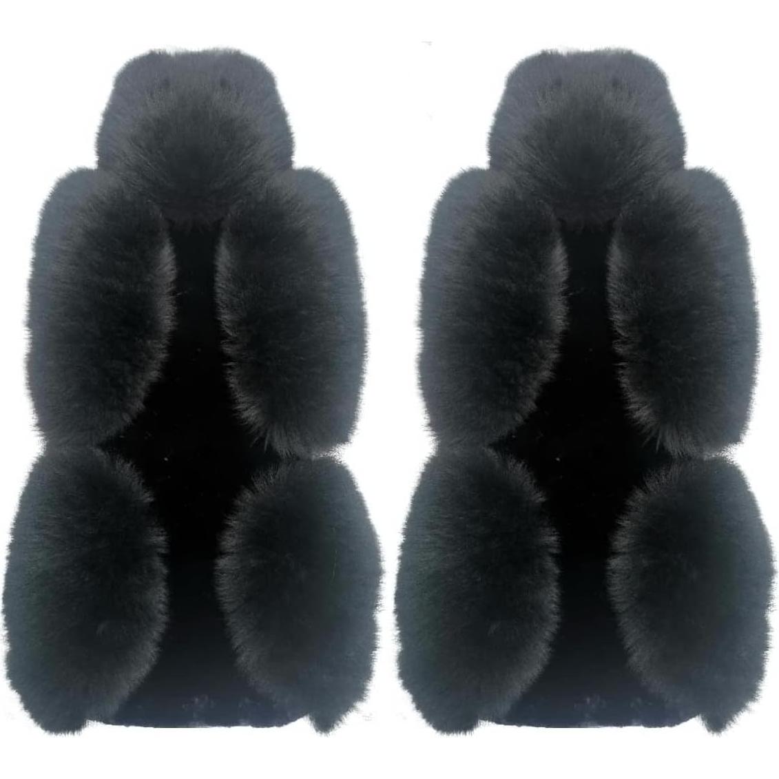 Funda de Asiento de Coche IMQOQ 2 Piezas Piel de Oveja Negra