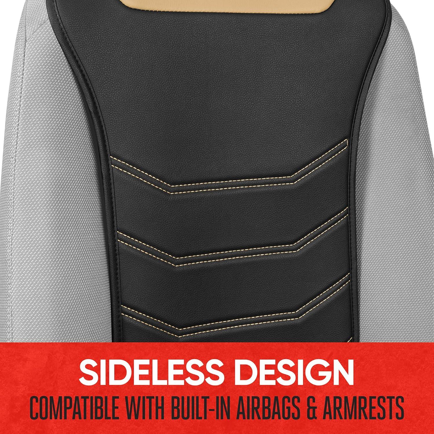 Cubiertas de Asiento Beige LuxeFit Motor Trend - Paquete de 2