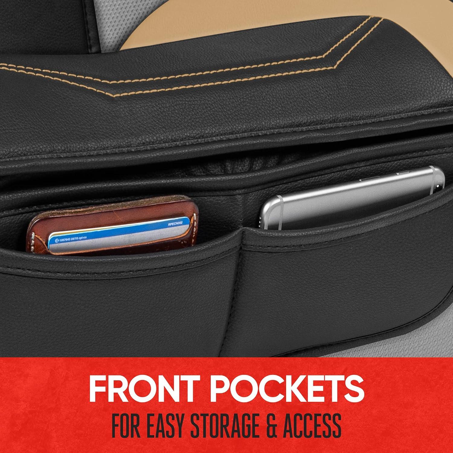 Cubiertas de Asiento Beige LuxeFit Motor Trend - Paquete de 2