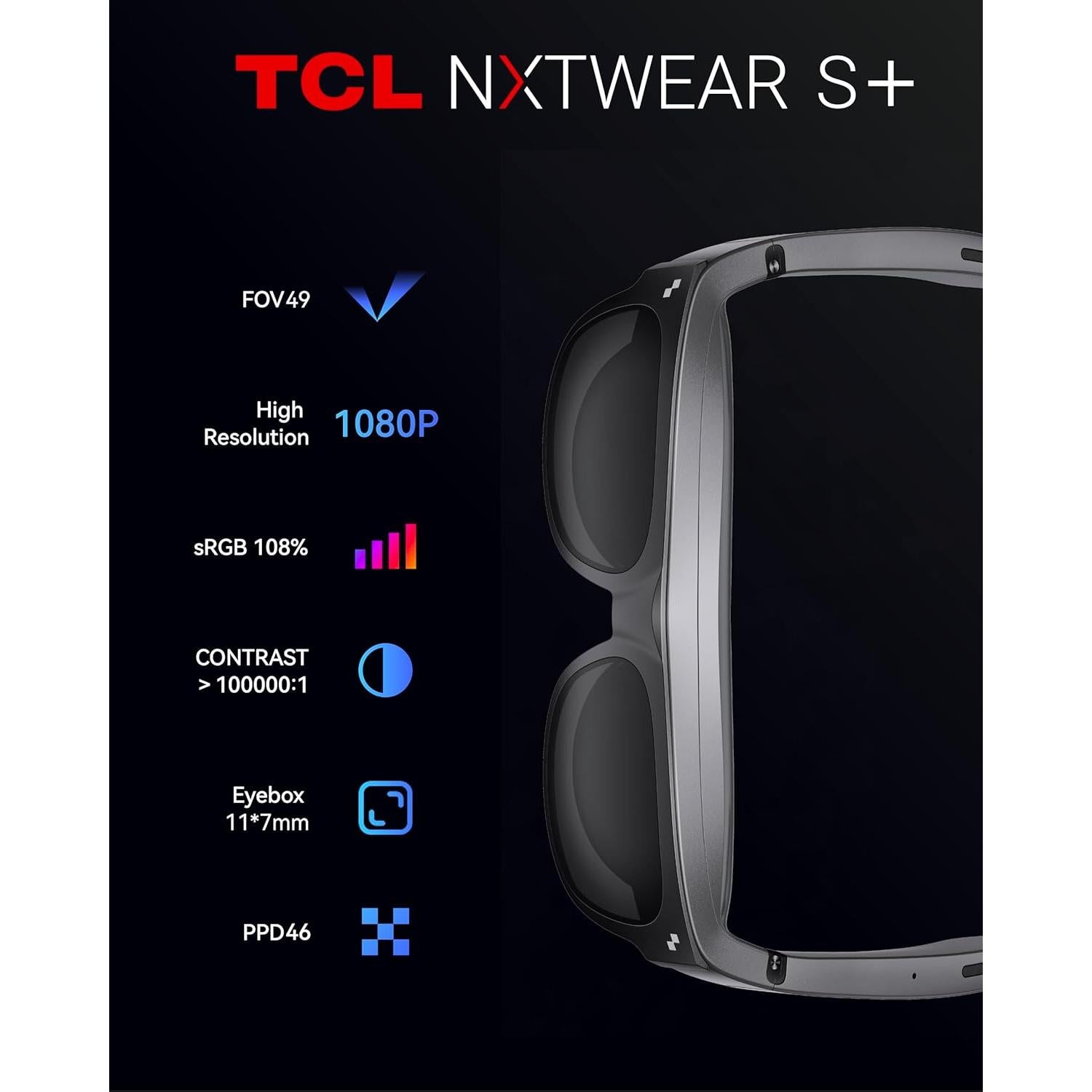 Gafas AR TCL Nxtwear S+ 120Hz con almohadillas nasales