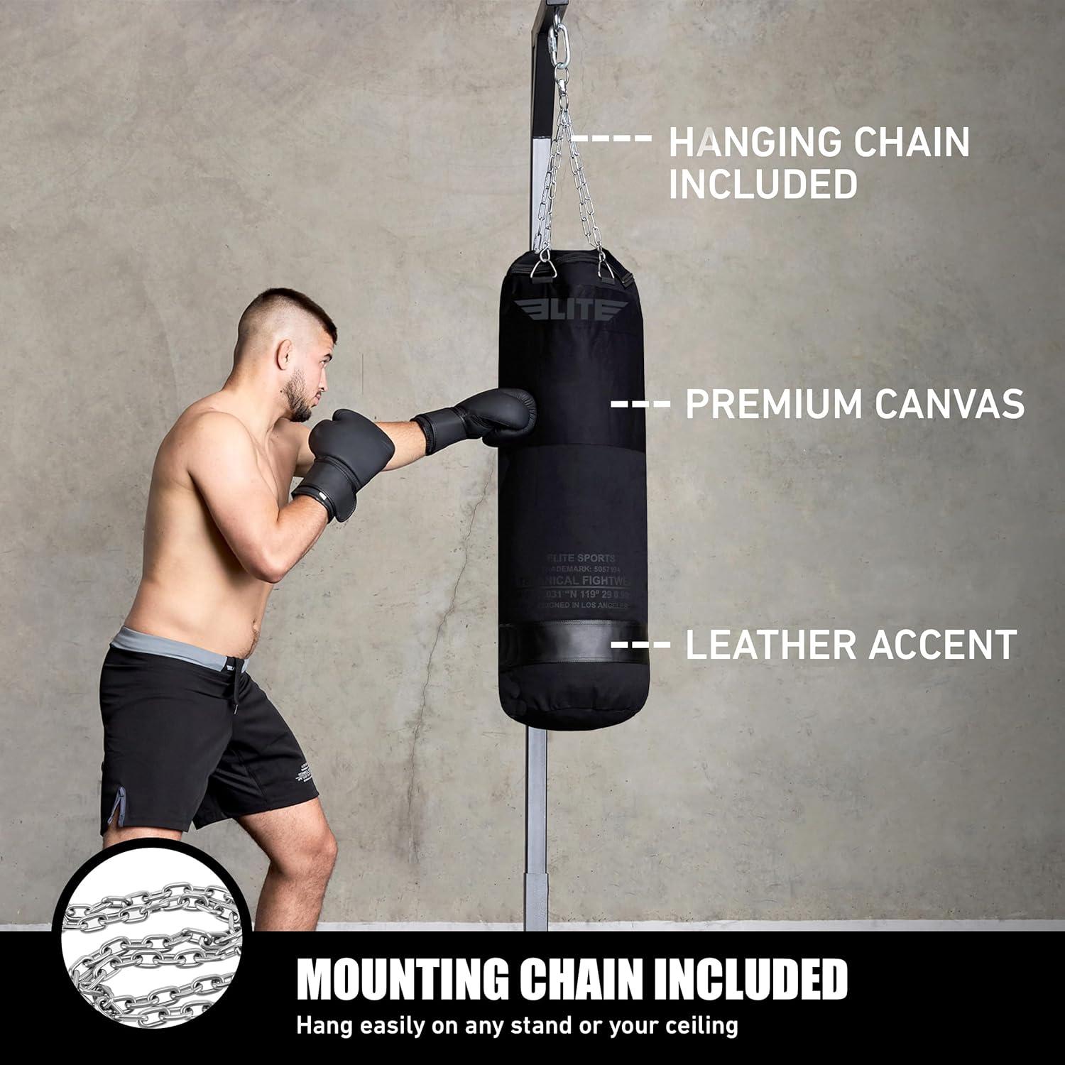 Canvas Punching Bags MMA Muay Thai Kickboxing Training Boxing Punching Bag with Chains - UNFILLED