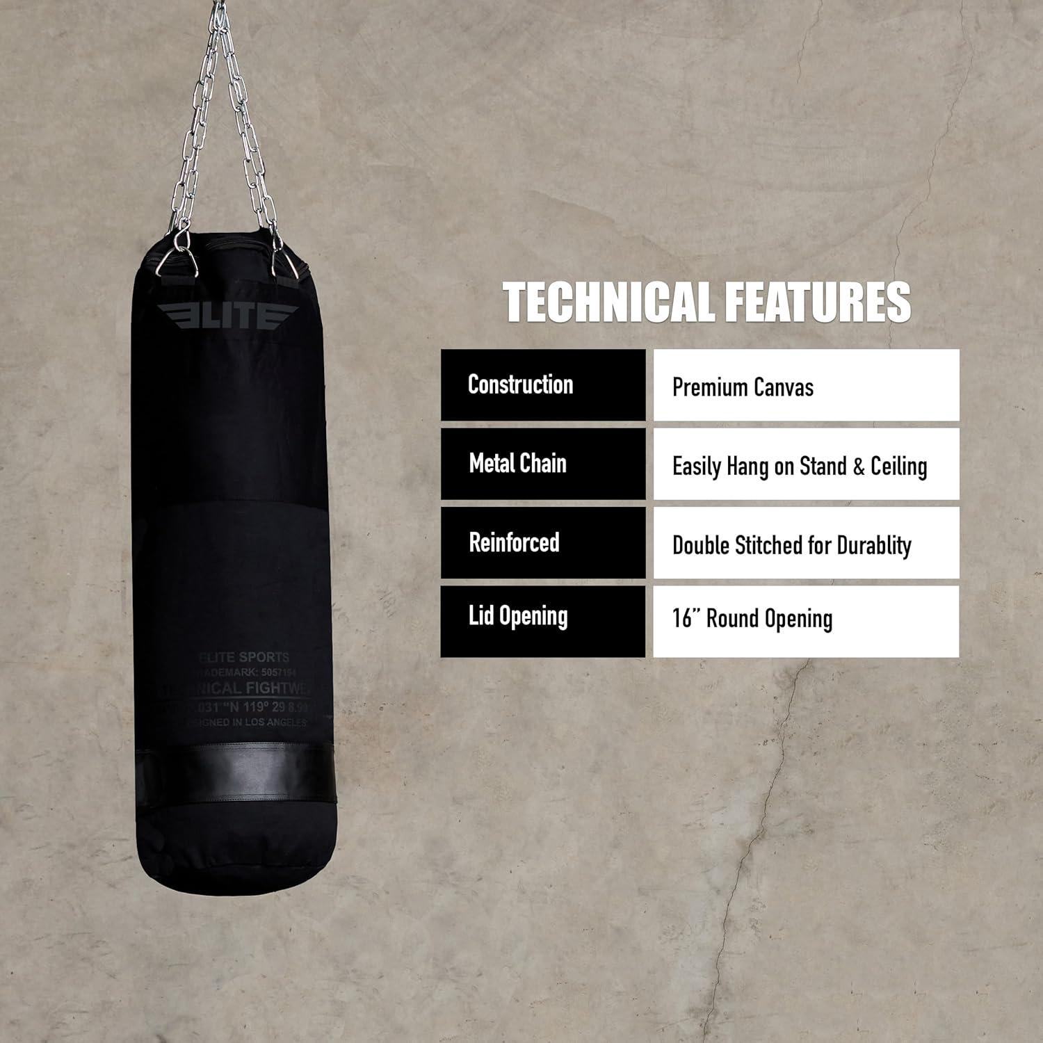 Canvas Punching Bags MMA Muay Thai Kickboxing Training Boxing Punching Bag with Chains - UNFILLED