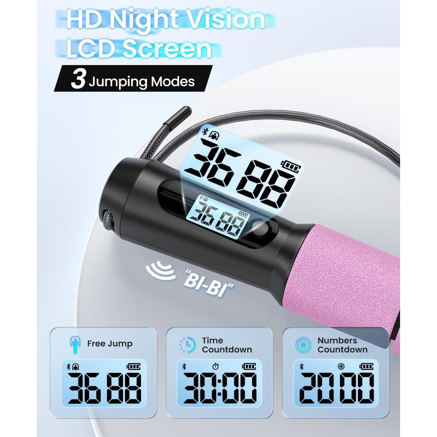 Cuerda de Salto Inteligente RENPHO Rosa con Contador y APP