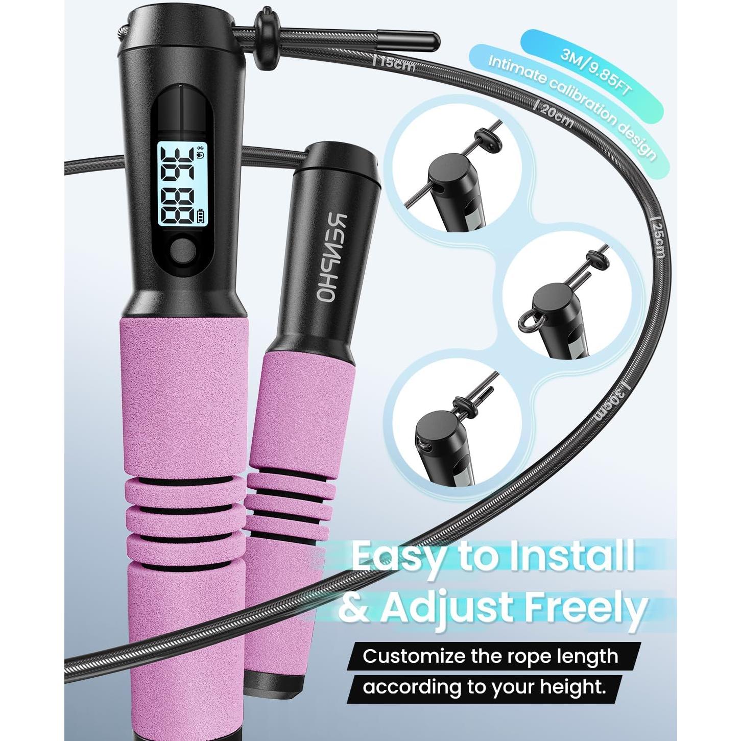 Cuerda de Salto Inteligente RENPHO Rosa con Contador y APP