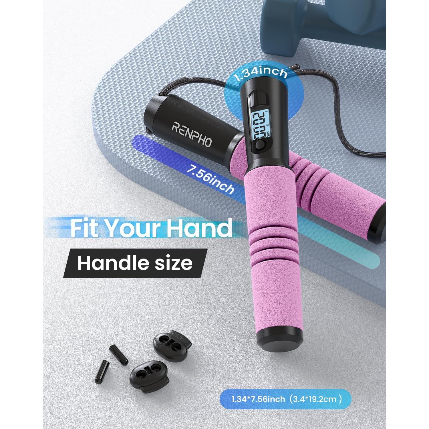 Cuerda de Salto Inteligente RENPHO Rosa con Contador y APP