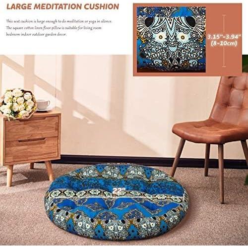 Cojín de Suelo Boho HIGOGOGO Redondo 56 cm Azul